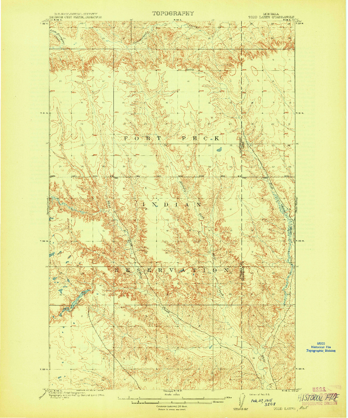 USGS 1:62500-SCALE QUADRANGLE FOR TODD LAKES, MT 1915