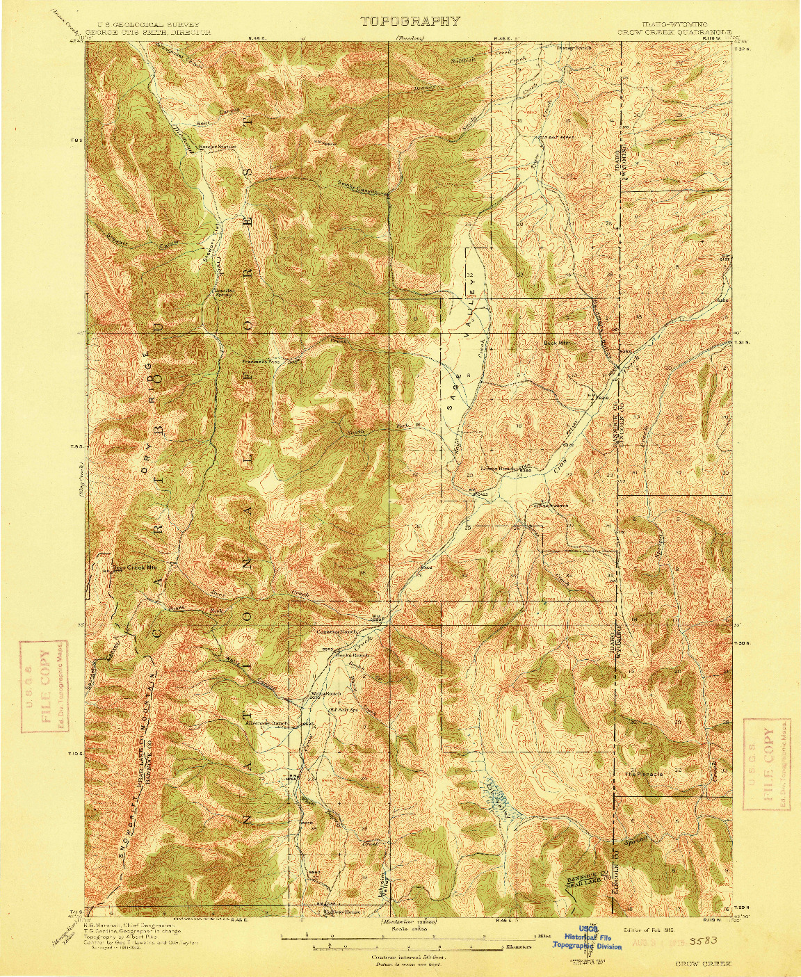 USGS 1:62500-SCALE QUADRANGLE FOR CROW CREEK, ID 1915