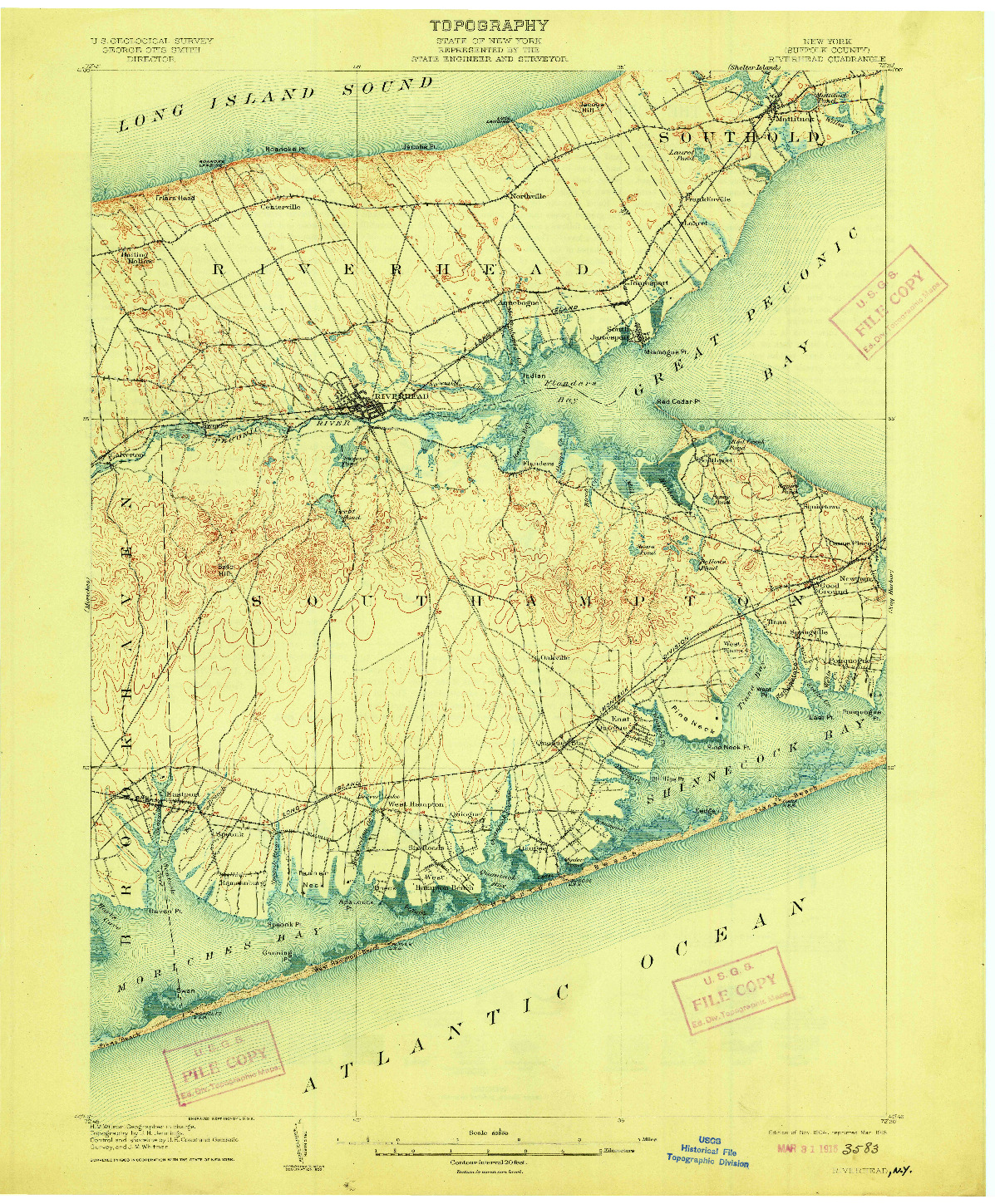 USGS 1:62500-SCALE QUADRANGLE FOR RIVERHEAD, NY 1904