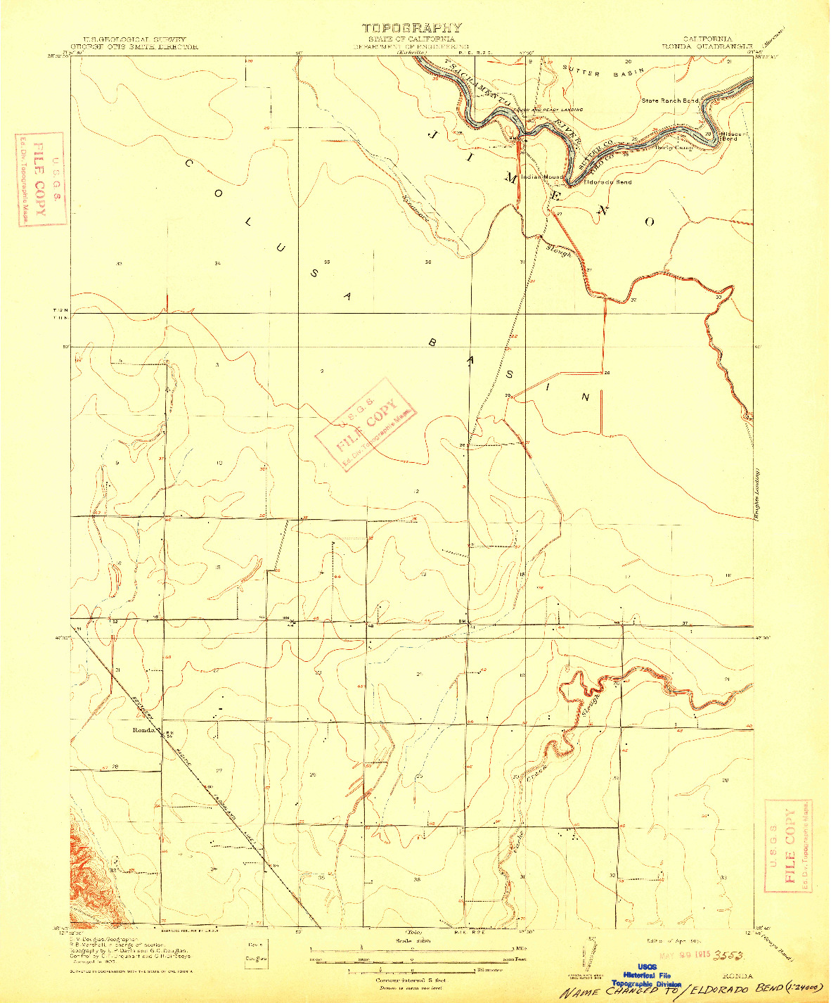 USGS 1:31680-SCALE QUADRANGLE FOR RONDA, CA 1915