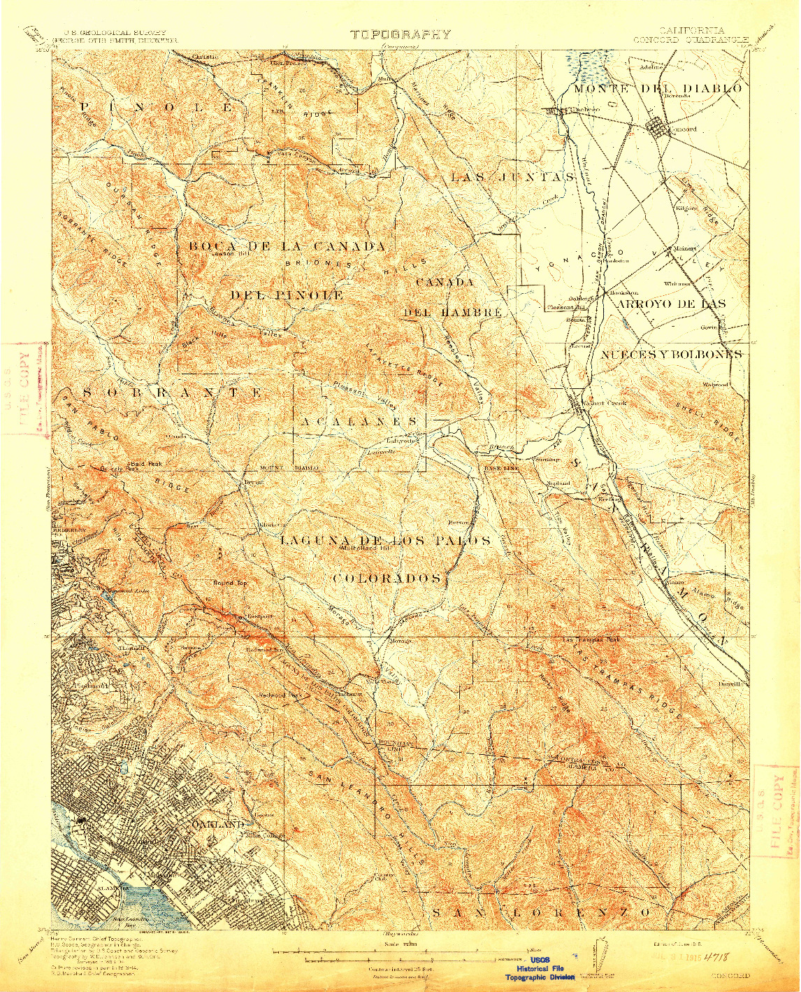USGS 1:62500-SCALE QUADRANGLE FOR CONCORD, CA 1915