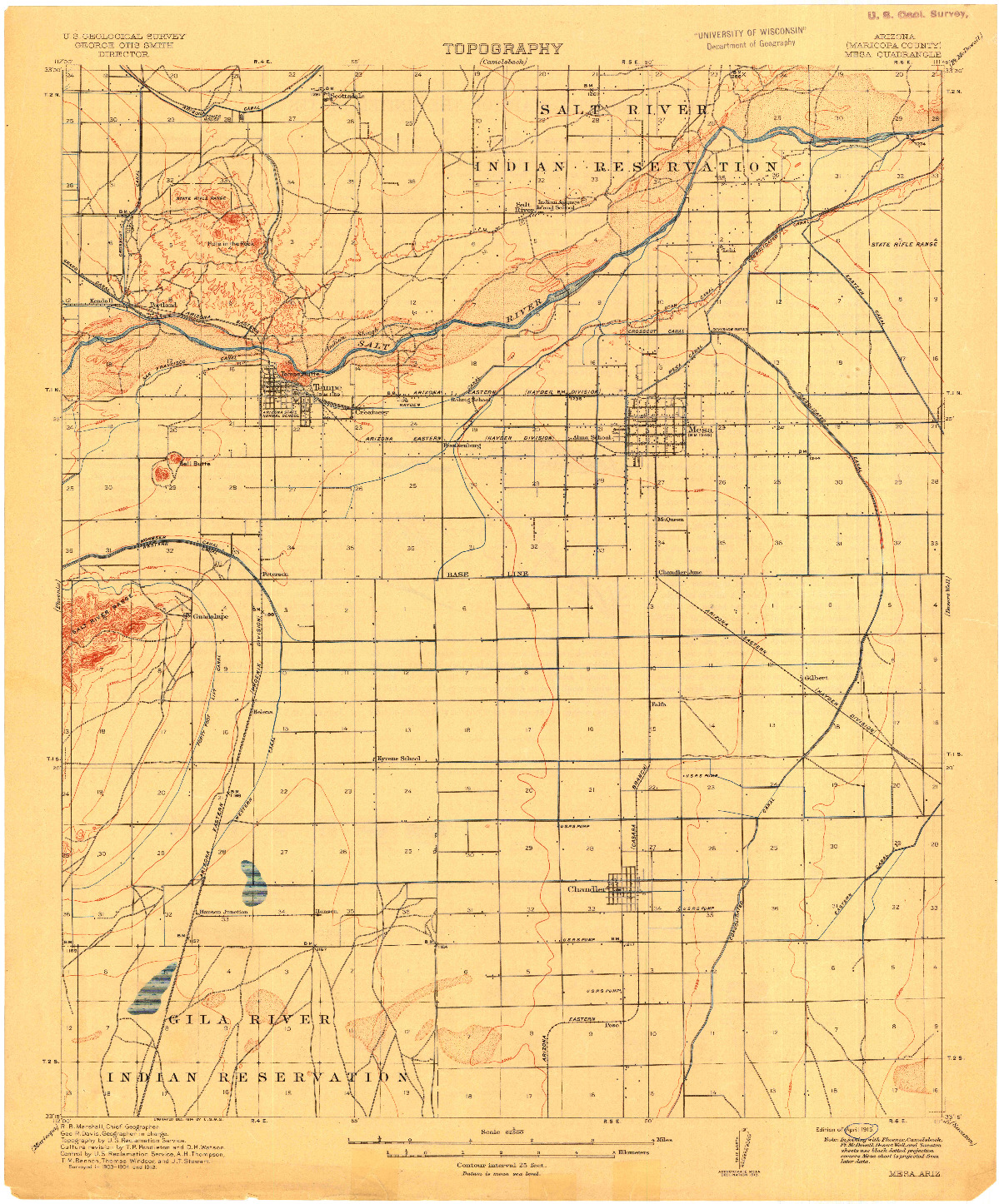 USGS 1:62500-SCALE QUADRANGLE FOR MESA, AZ 1915