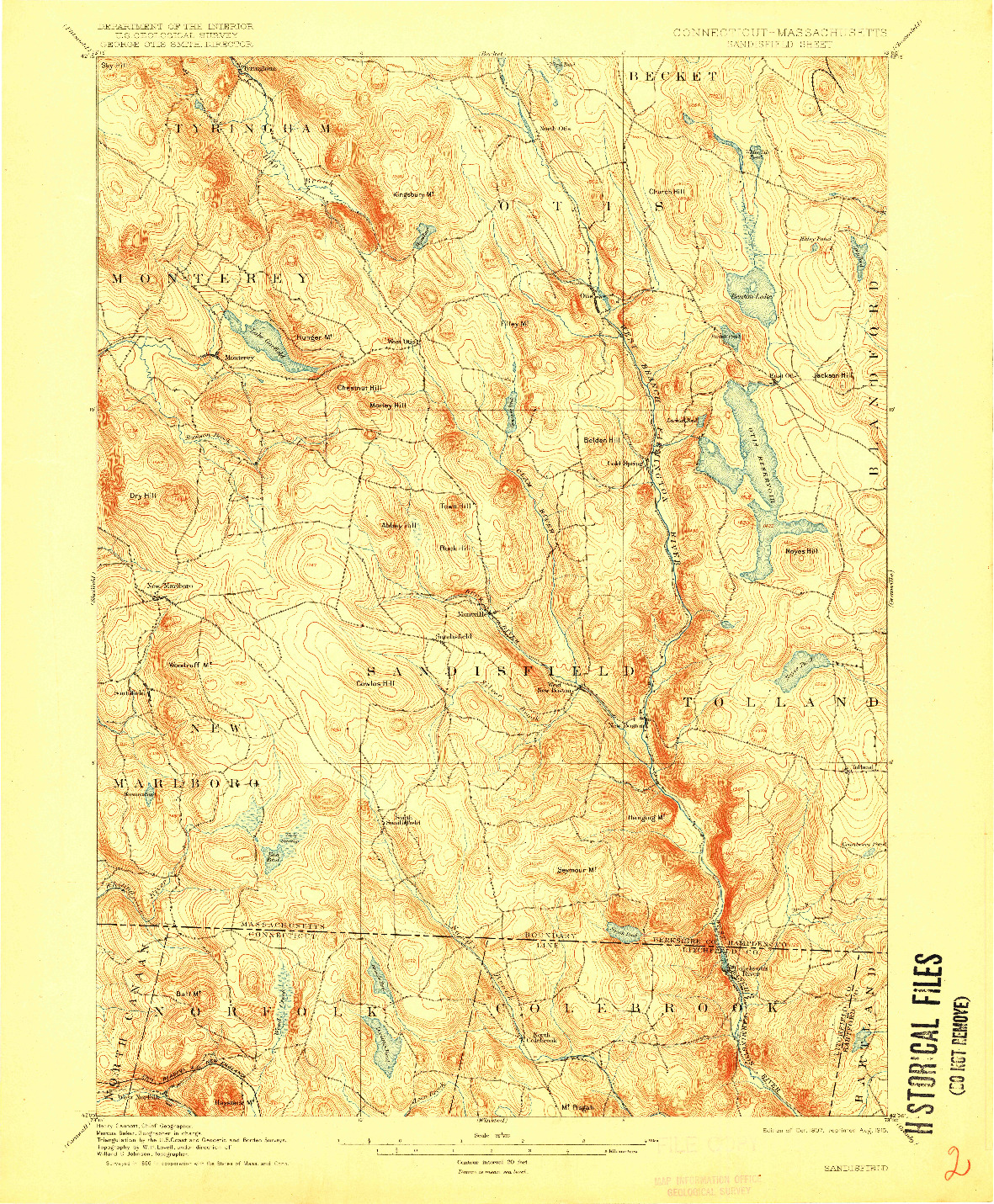 USGS 1:62500-SCALE QUADRANGLE FOR SANDISFIELD, CT 1907