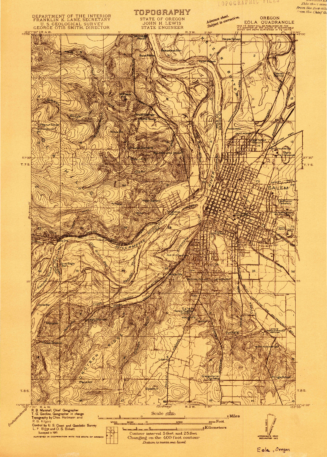 USGS 1:31680-SCALE QUADRANGLE FOR EOLA, OR 1915