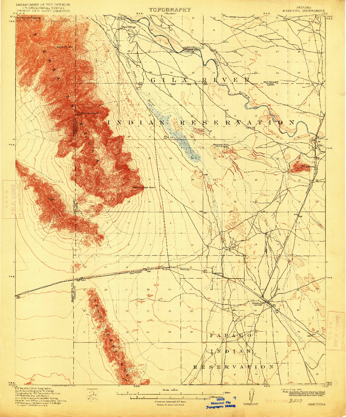 USGS 1:62500-SCALE QUADRANGLE FOR MARICOPA, AZ 1915