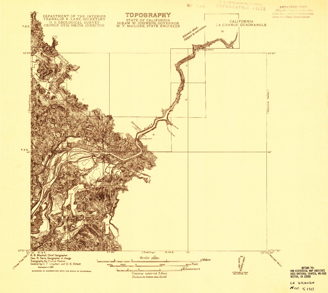 USGS 1:31680-SCALE QUADRANGLE FOR LA GRANGE, CA 1915