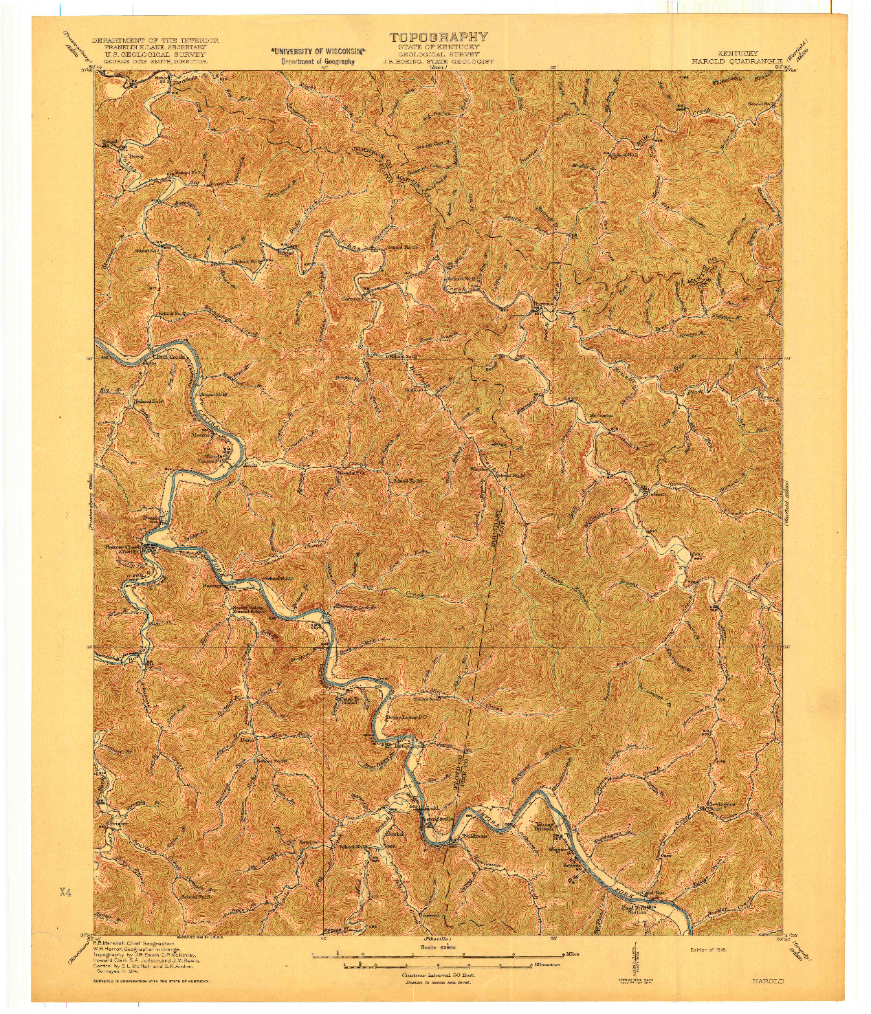 USGS 1:62500-SCALE QUADRANGLE FOR HAROLD, KY 1916