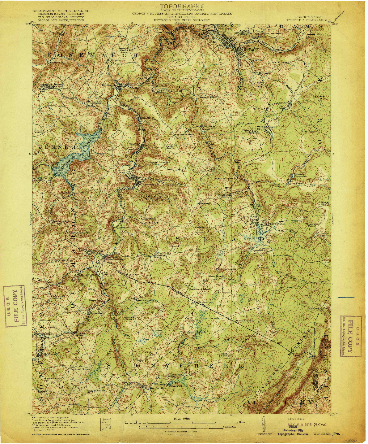 USGS 1:62500-SCALE QUADRANGLE FOR WINDBER, PA 1916