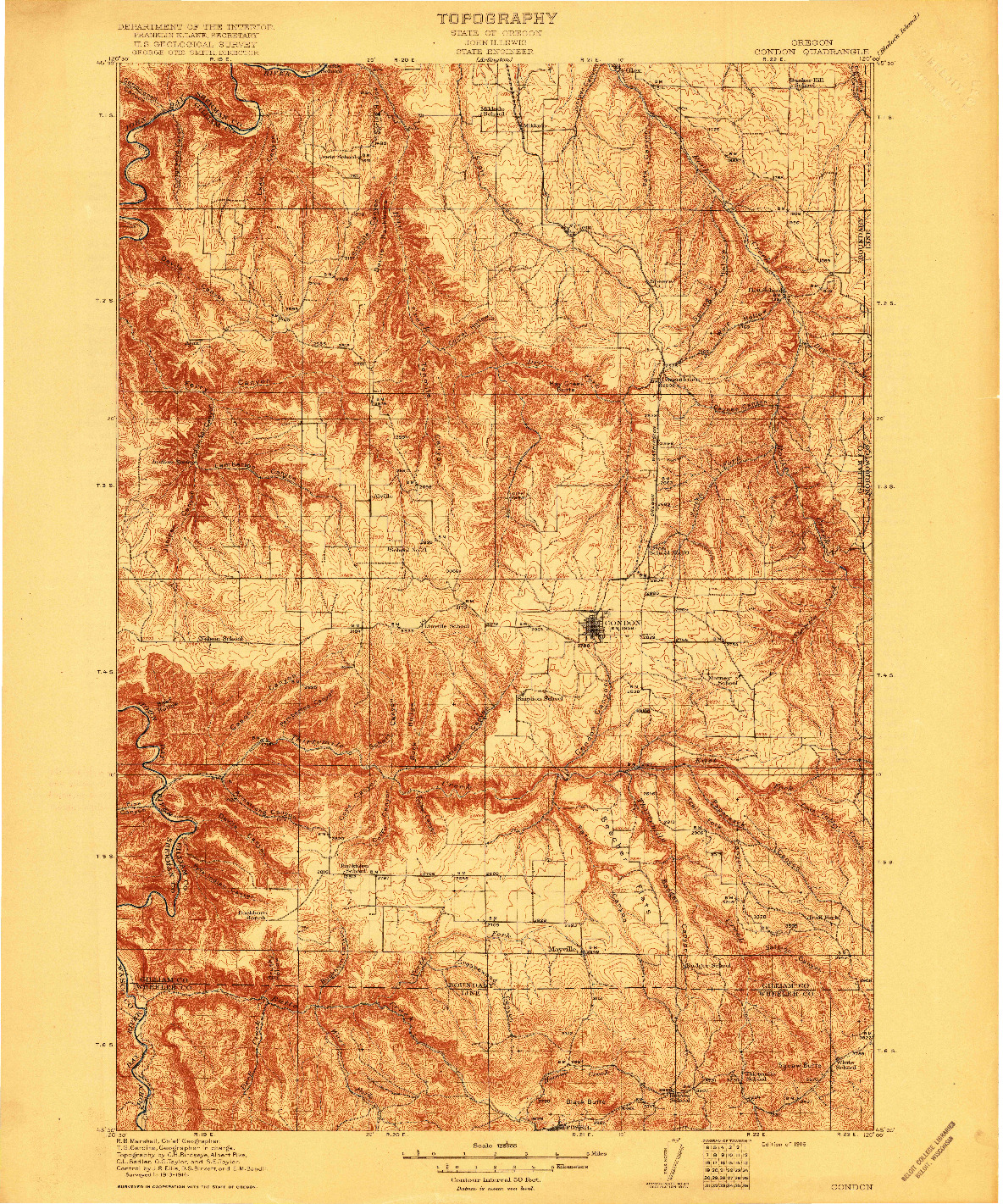 USGS 1:125000-SCALE QUADRANGLE FOR CONDON, OR 1916