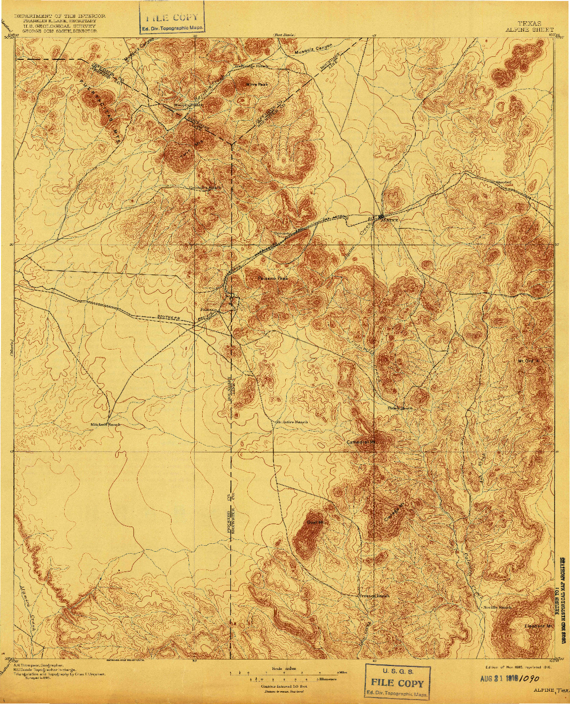 USGS 1:125000-SCALE QUADRANGLE FOR ALPINE, TX 1895