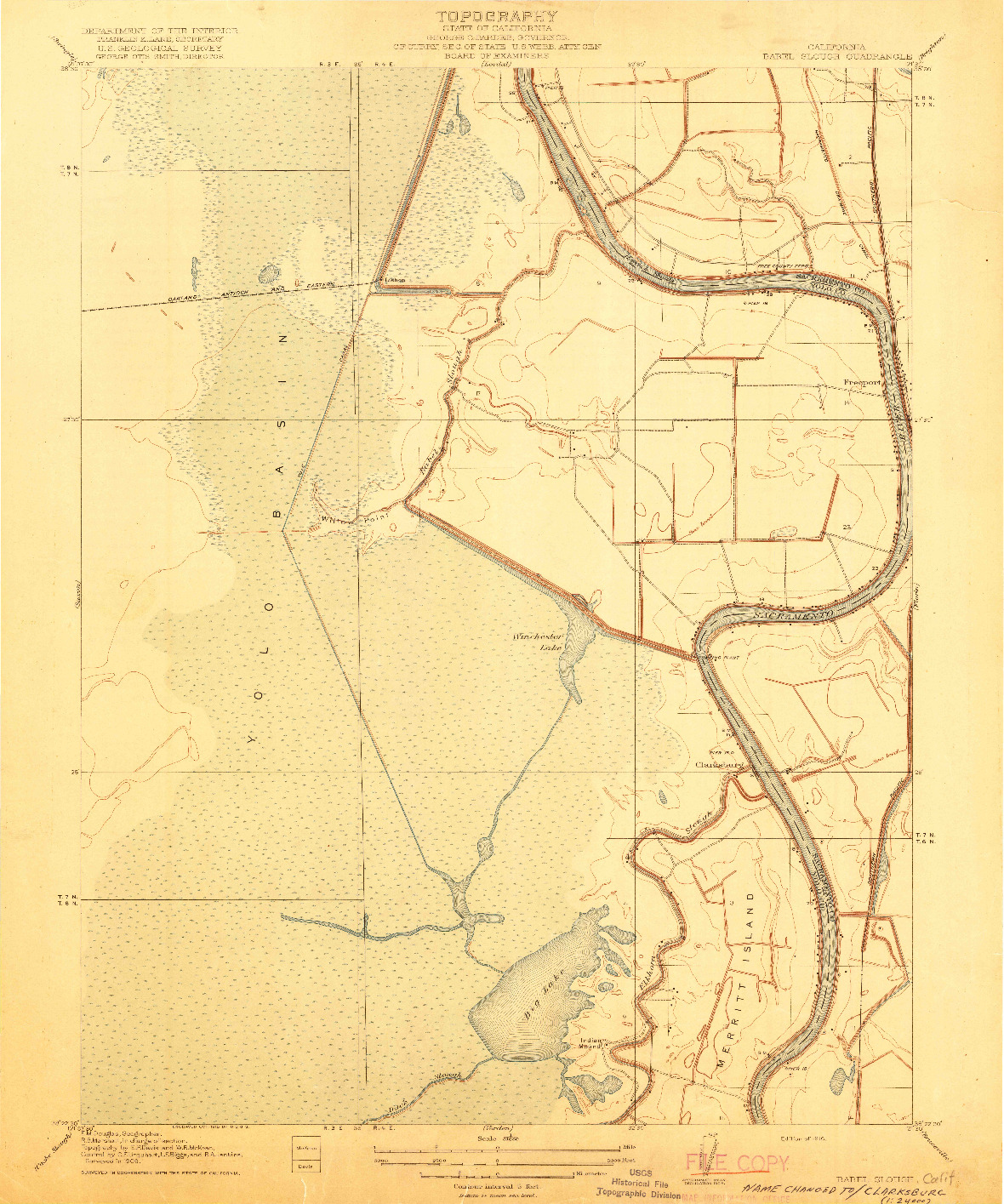 USGS 1:31680-SCALE QUADRANGLE FOR BABEL SLOUGH, CA 1916