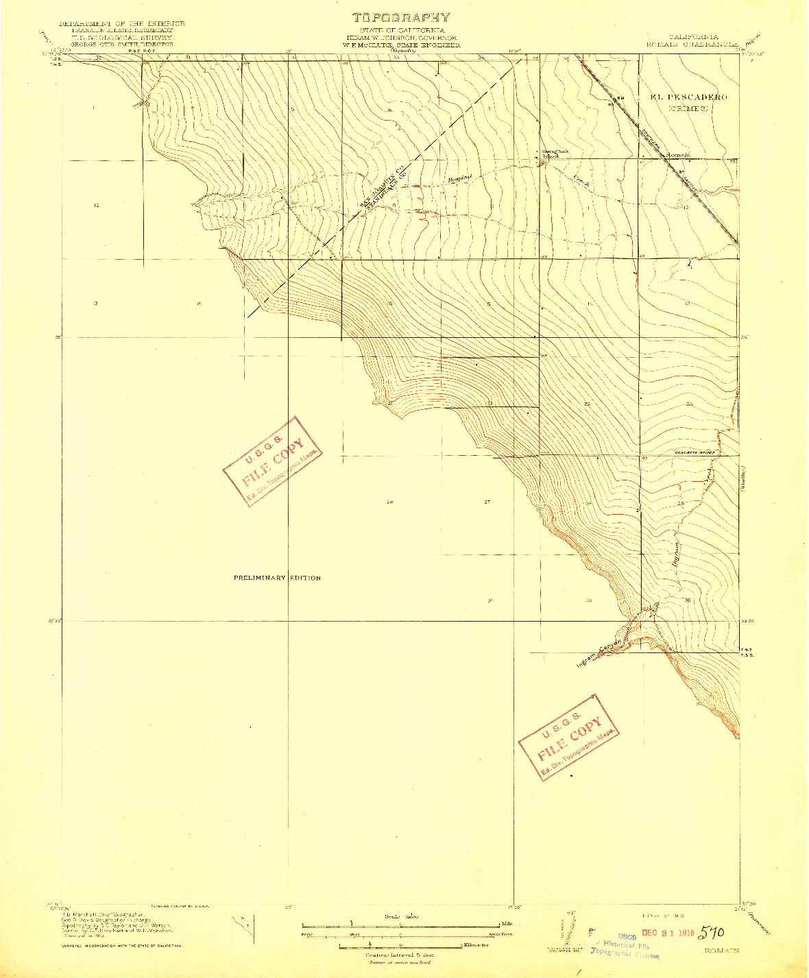 USGS 1:31680-SCALE QUADRANGLE FOR ROMAIN, CA 1916