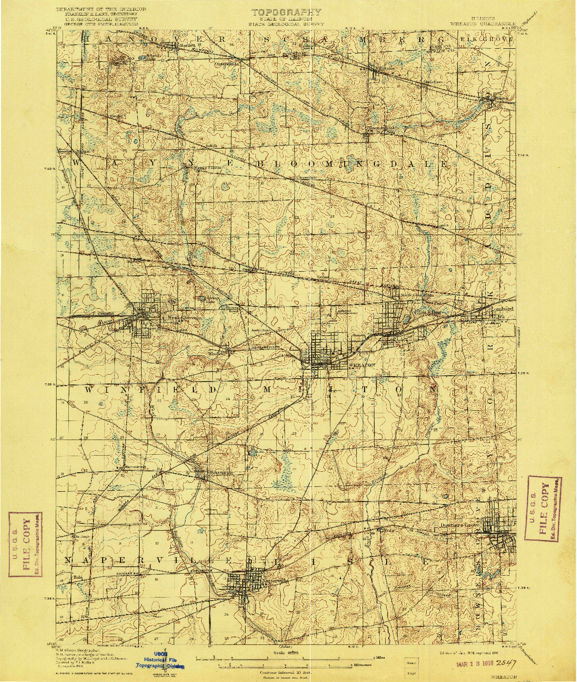 USGS 1:62500-SCALE QUADRANGLE FOR WEATON, IL 1908