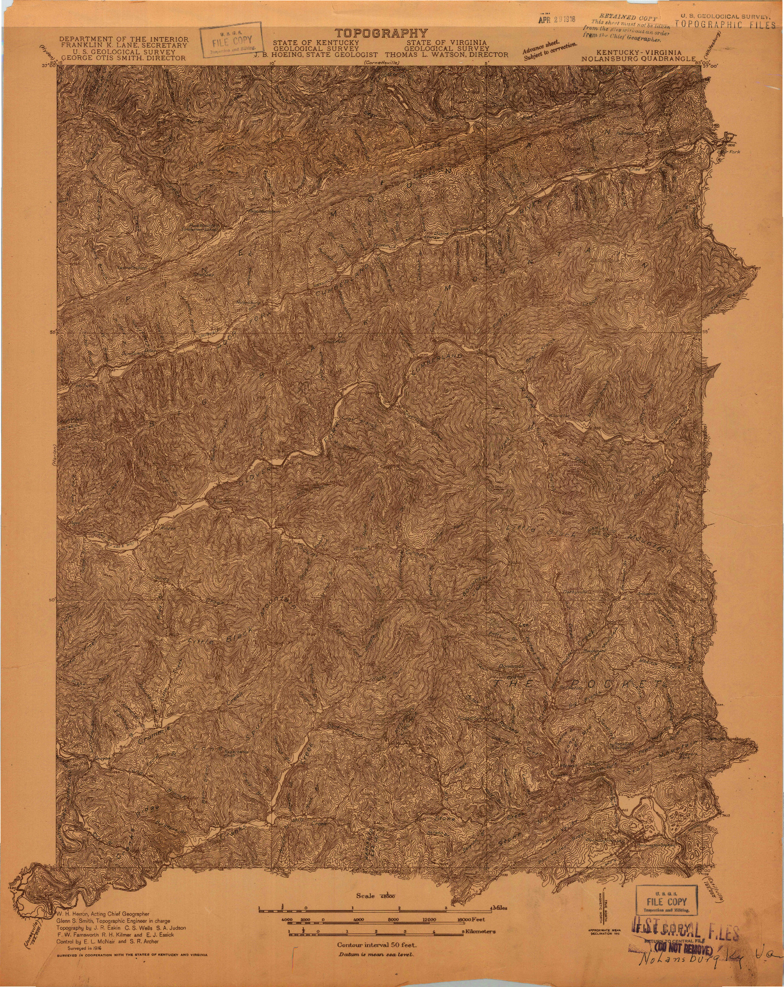USGS 1:48000-SCALE QUADRANGLE FOR NOLANSBURG, KY 1916