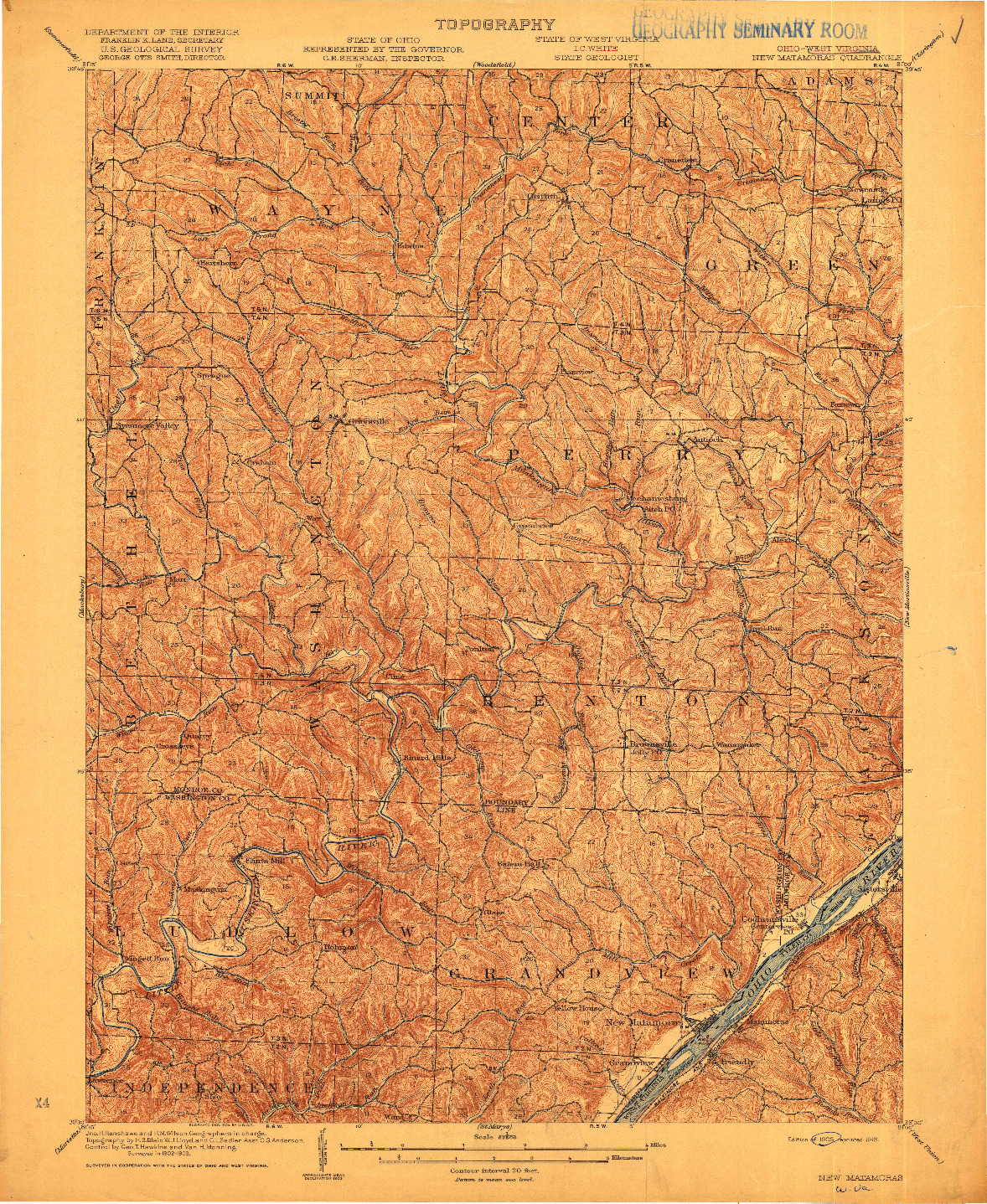 USGS 1:62500-SCALE QUADRANGLE FOR NEW MATAMORAS, OH 1905