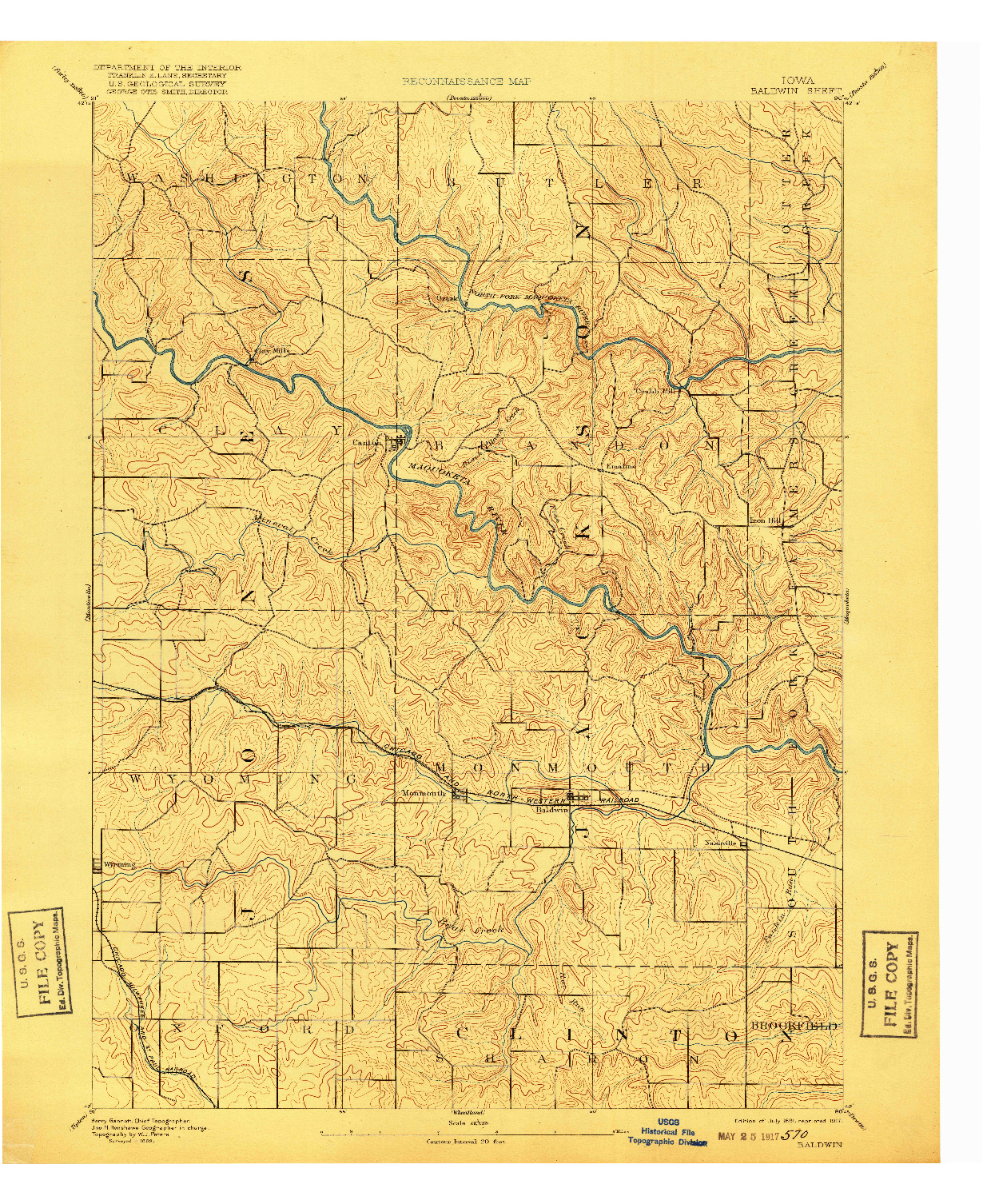 USGS 1:62500-SCALE QUADRANGLE FOR BALDWIN, IA 1891