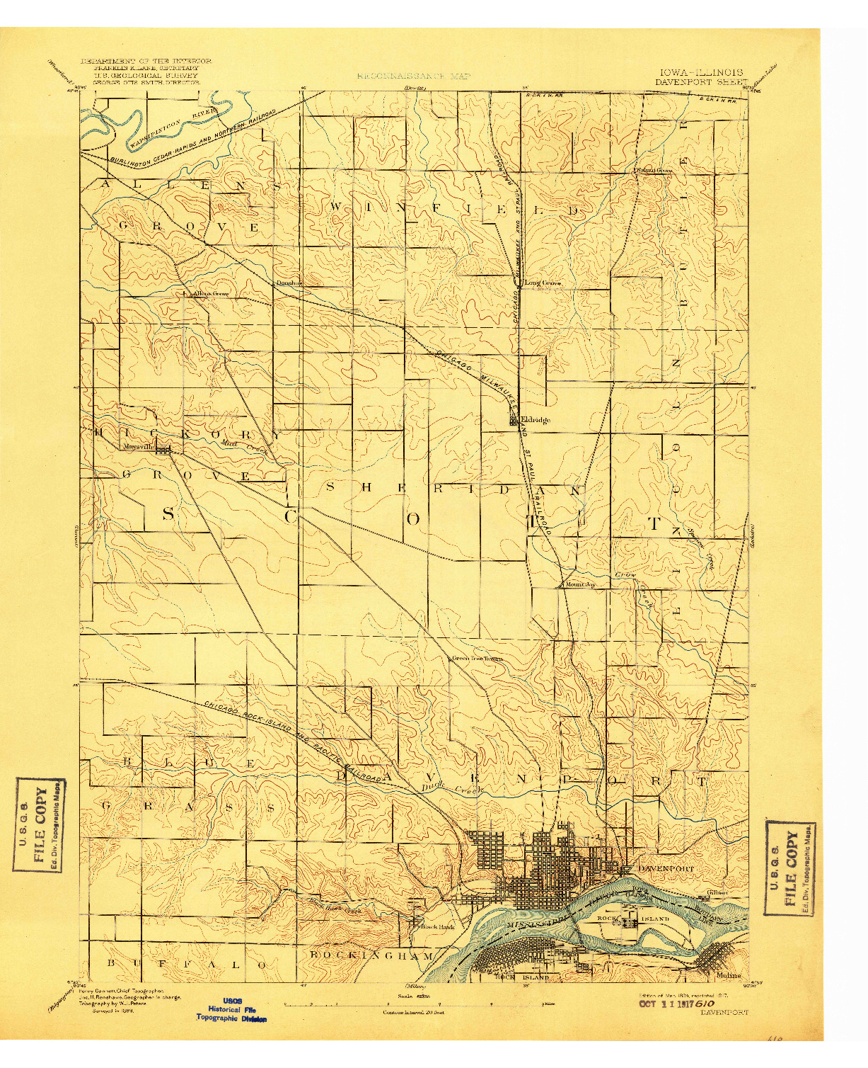 USGS 1:62500-SCALE QUADRANGLE FOR DAVENPORT, IA 1894