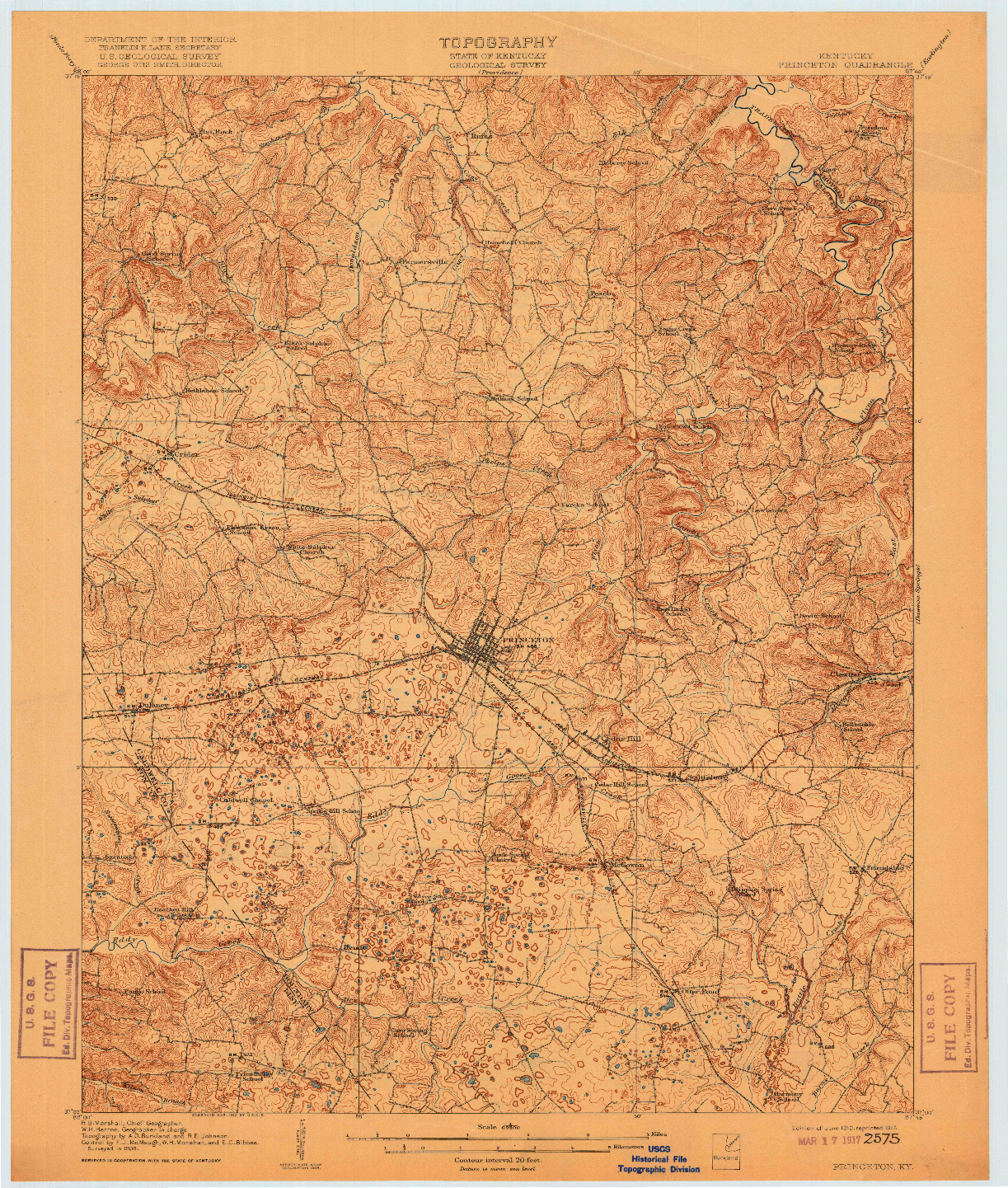 USGS 1:62500-SCALE QUADRANGLE FOR PRINCETON, KY 1910