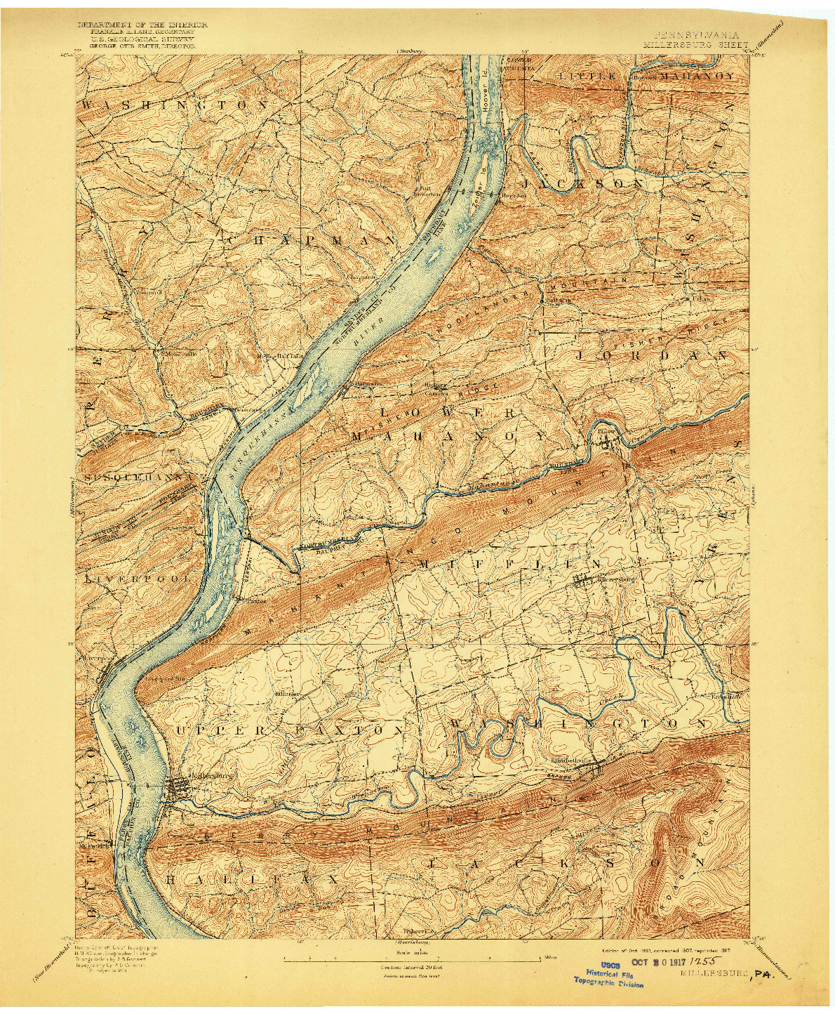 USGS 1:62500-SCALE QUADRANGLE FOR MILLERSBURG, PA 1893