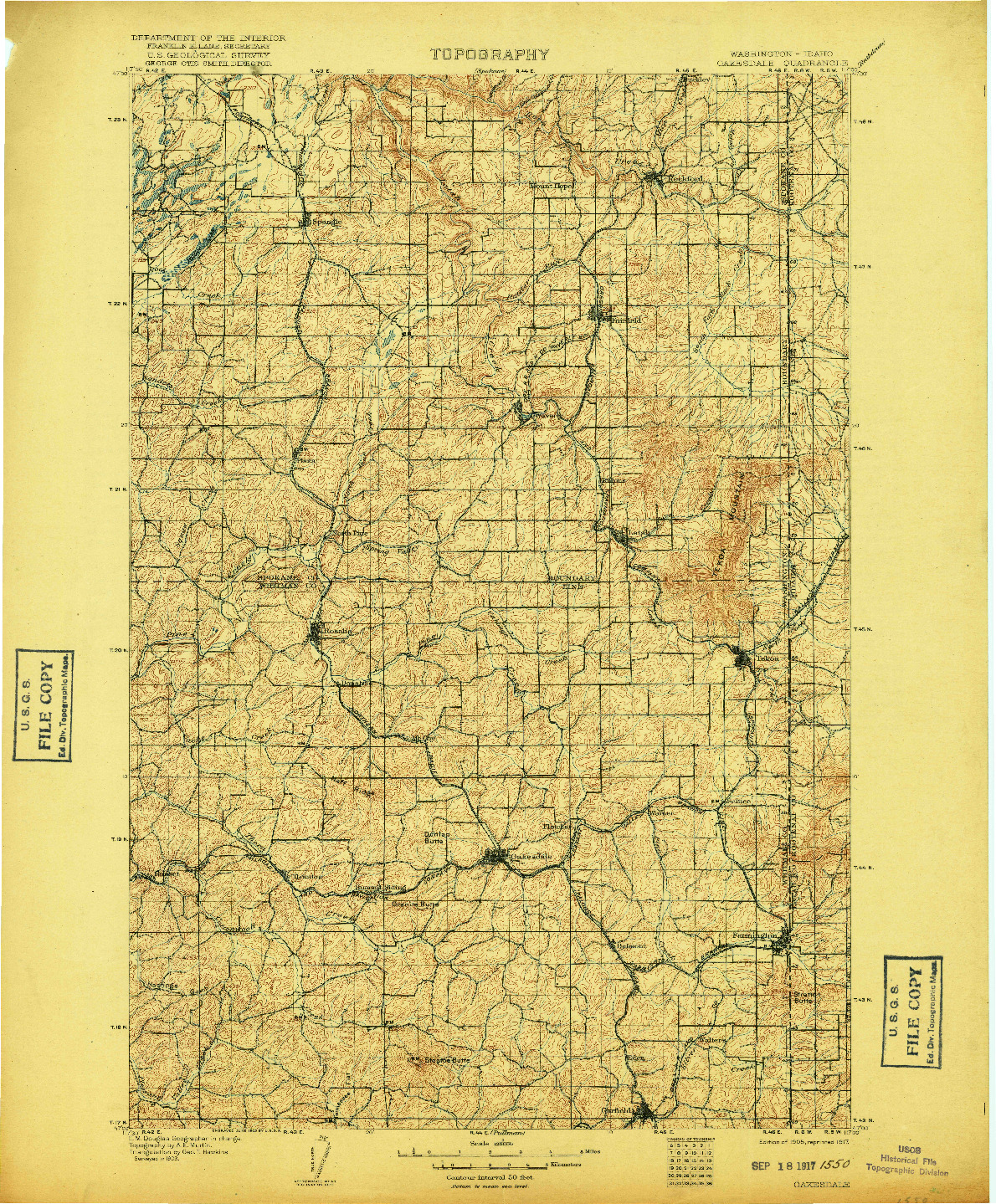 USGS 1:125000-SCALE QUADRANGLE FOR OAKESDALE, WA 1905