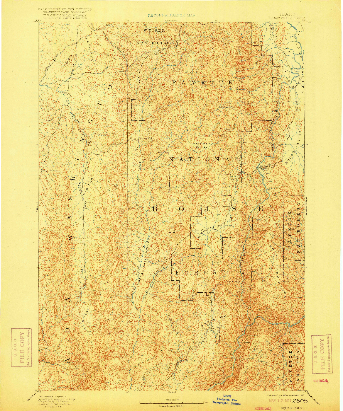 USGS 1:125000-SCALE QUADRANGLE FOR SQUAW CREEK, ID 1894