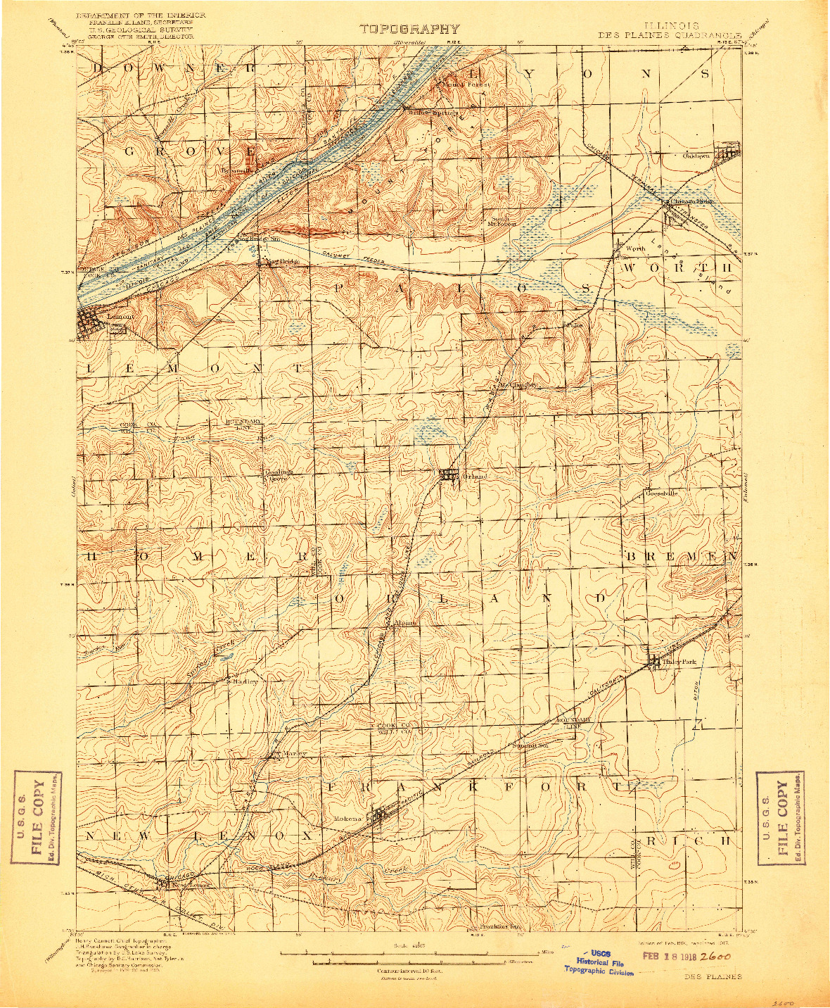 USGS 1:62500-SCALE QUADRANGLE FOR DES PLAINES, IL 1901