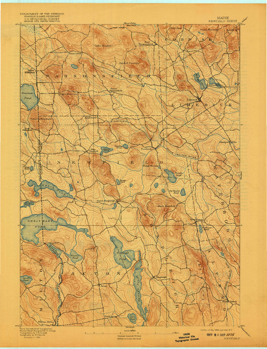 USGS 1:62500-SCALE QUADRANGLE FOR NEWFIELD, ME 1893