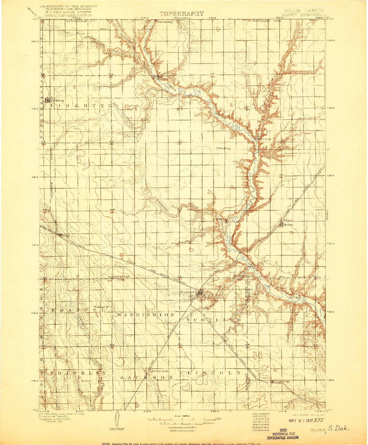 USGS 1:125000-SCALE QUADRANGLE FOR OLIVET, SD 1898