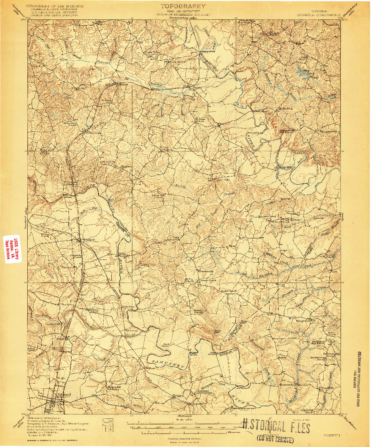USGS 1:62500-SCALE QUADRANGLE FOR DOSWELL, VA 1918