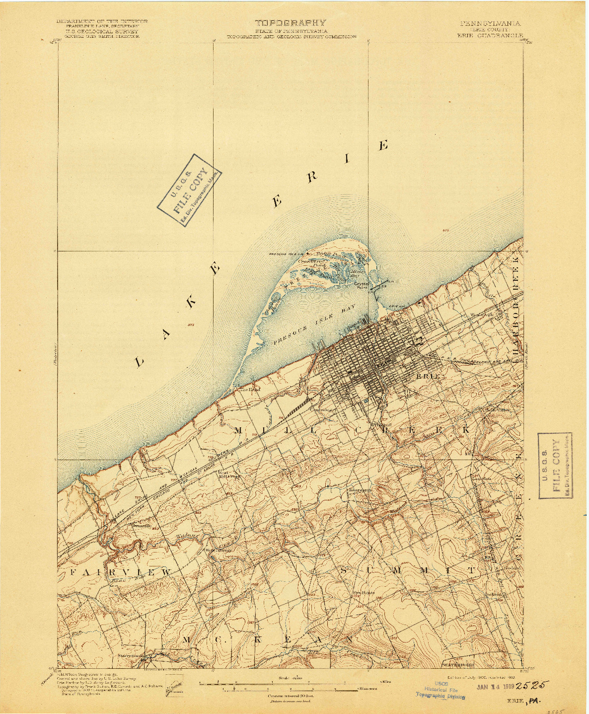 USGS 1:62500-SCALE QUADRANGLE FOR ERIE, PA 1900