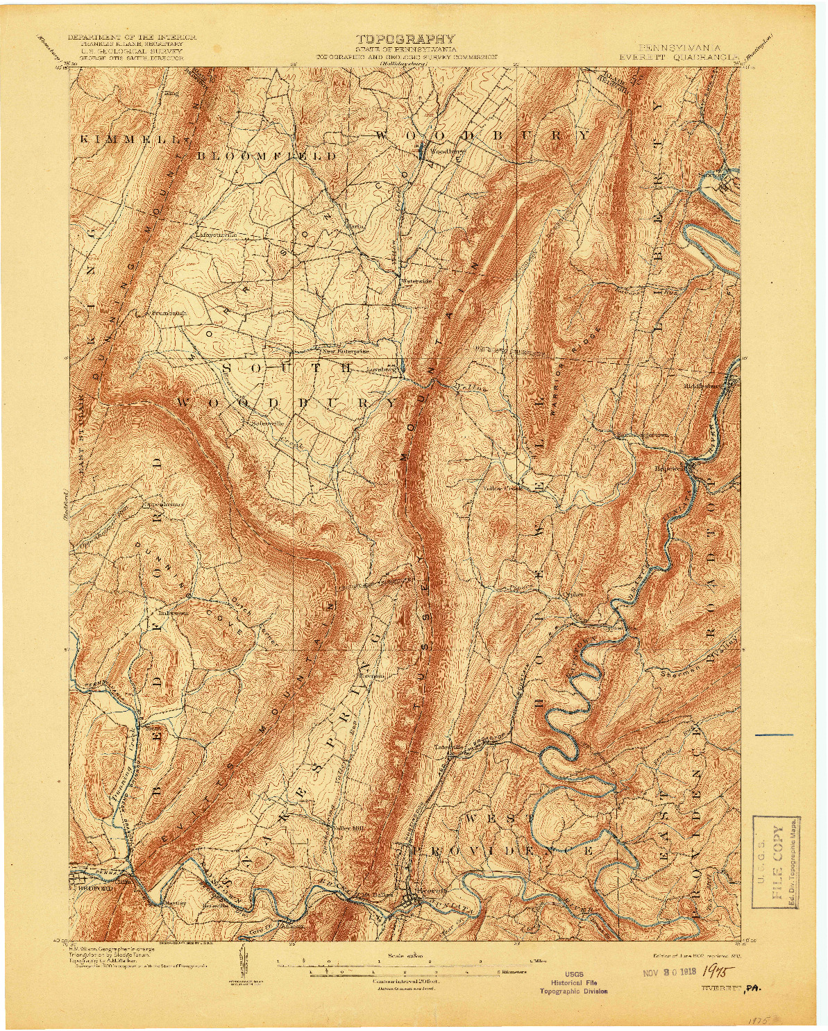 USGS 1:62500-SCALE QUADRANGLE FOR EVERETT, PA 1902