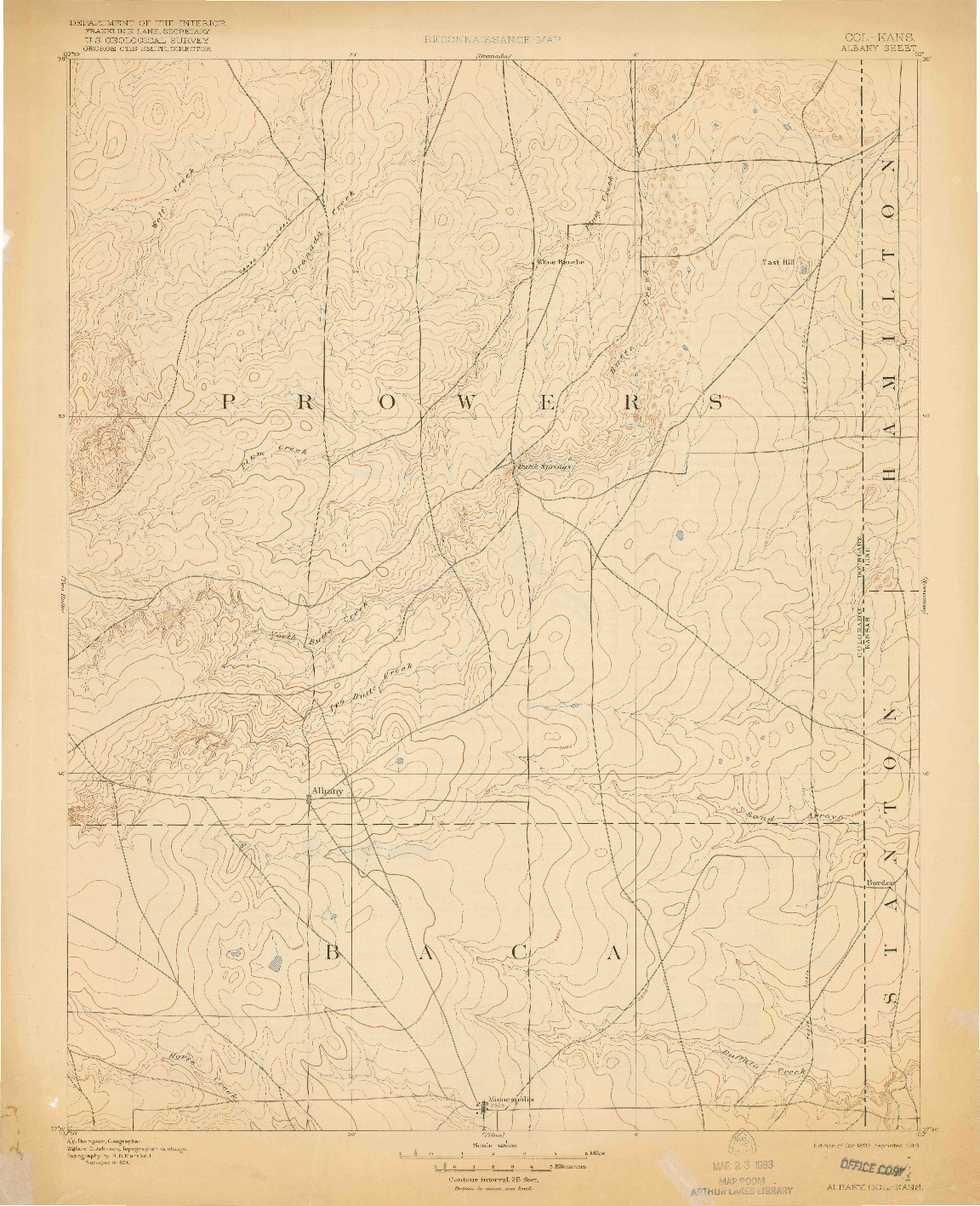 USGS 1:125000-SCALE QUADRANGLE FOR ALBANY, CO 1893