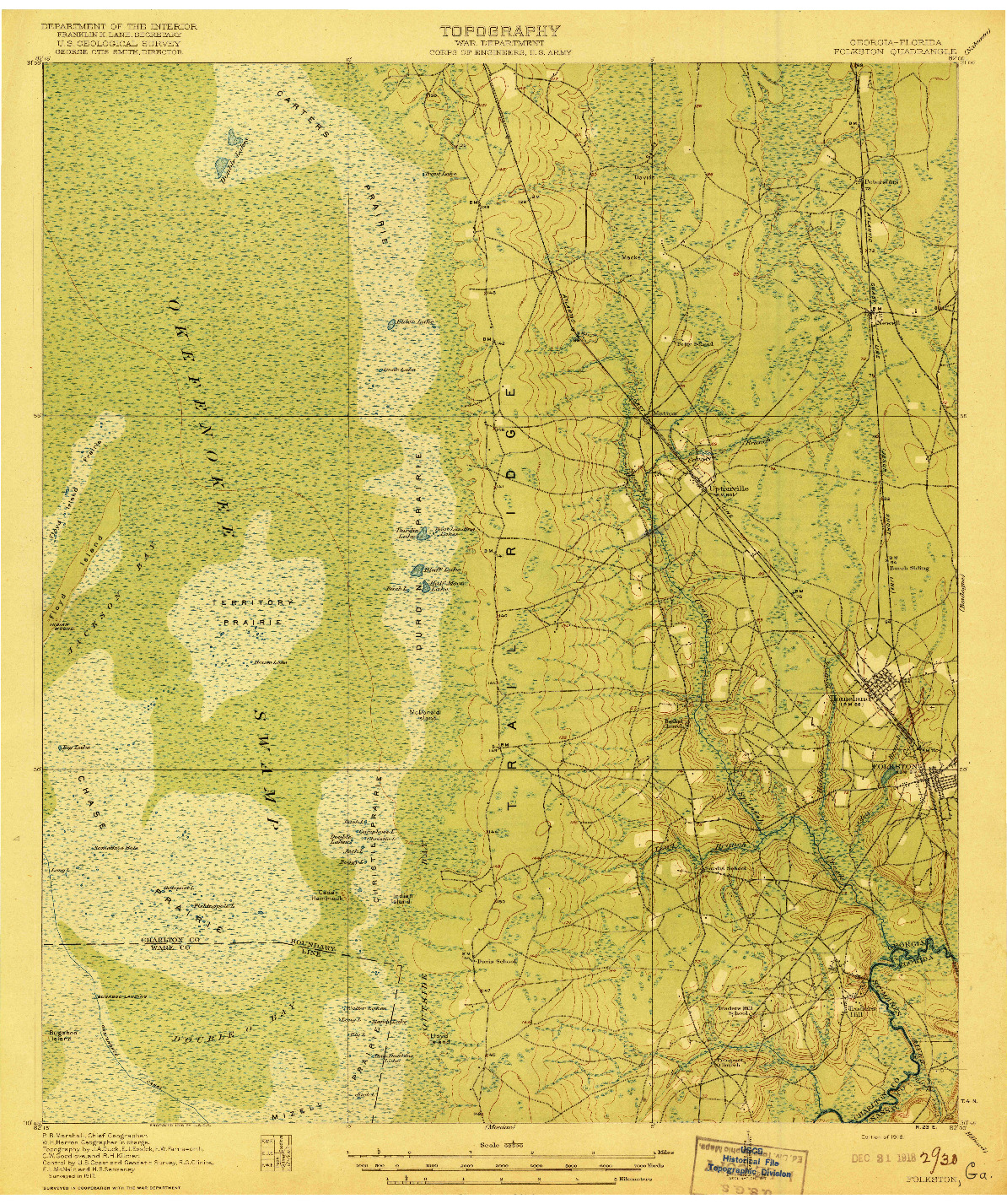 USGS 1:62500-SCALE QUADRANGLE FOR FOLKSTON, GA 1918