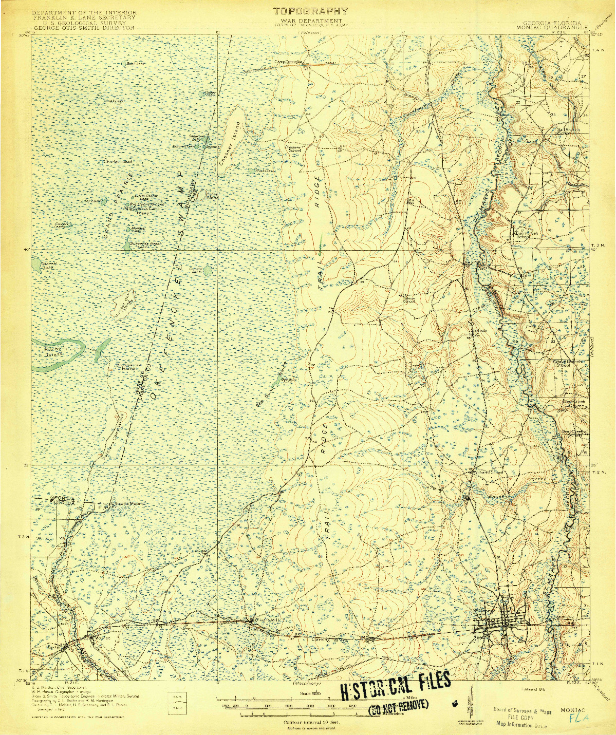 USGS 1:62500-SCALE QUADRANGLE FOR MONIAC, GA 1918