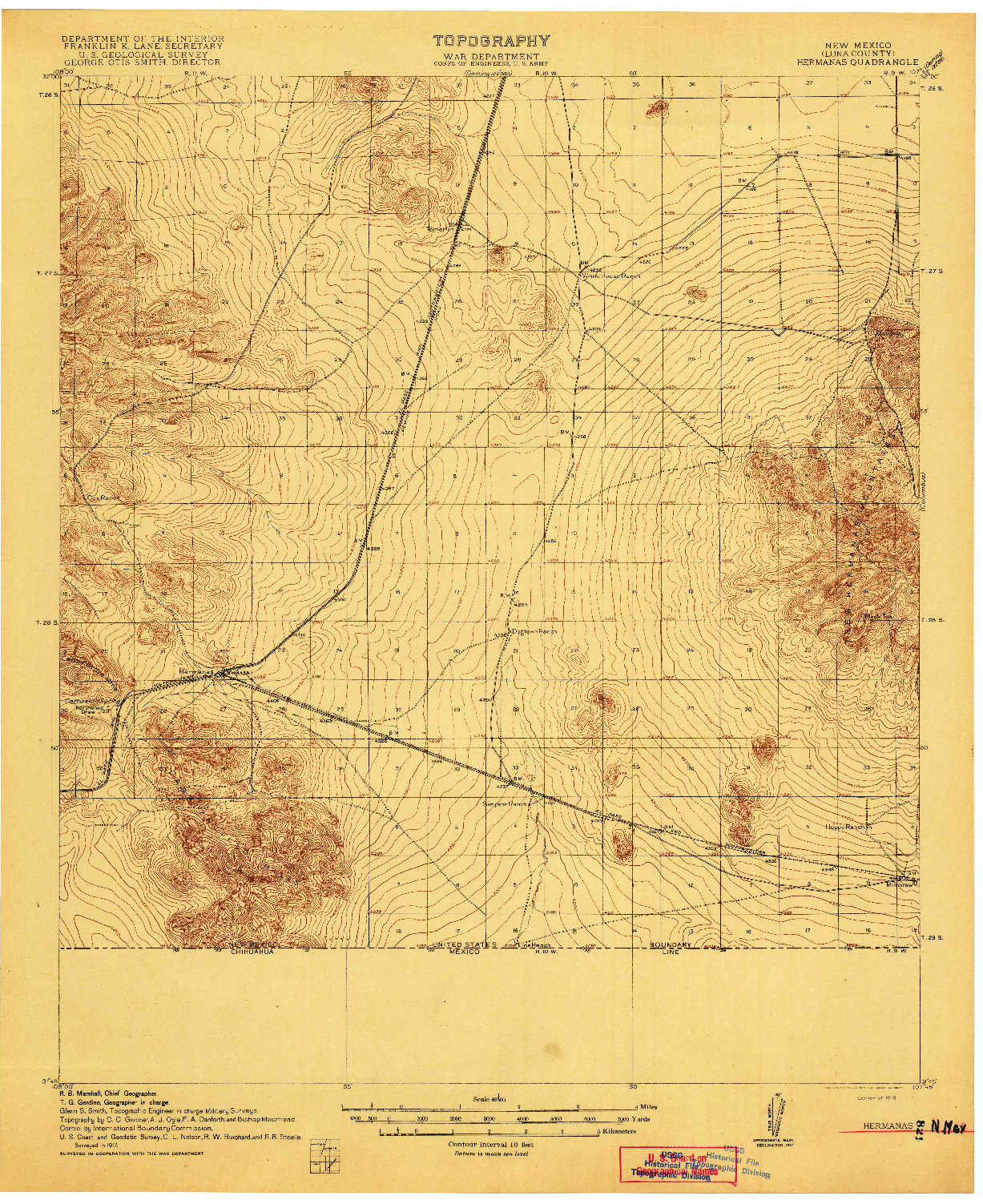 USGS 1:62500-SCALE QUADRANGLE FOR HERMANAS, NM 1918