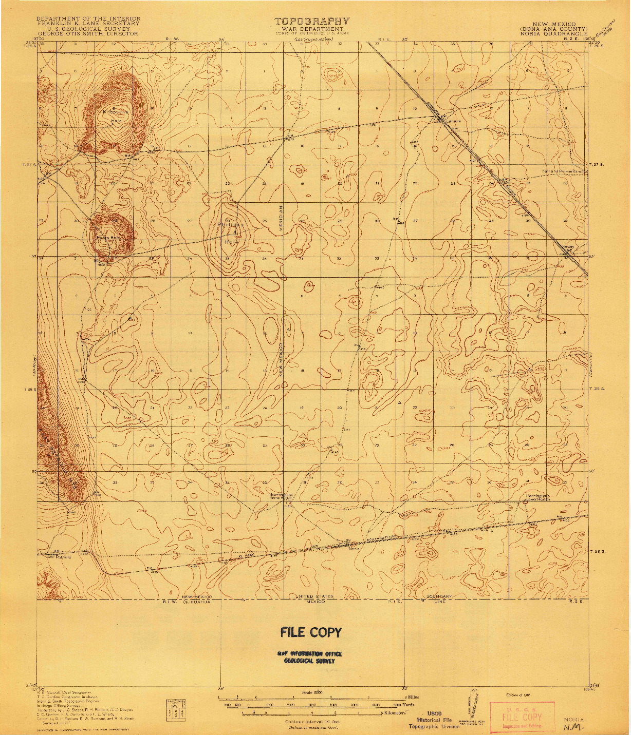 USGS 1:62500-SCALE QUADRANGLE FOR NORIA, NM 1918