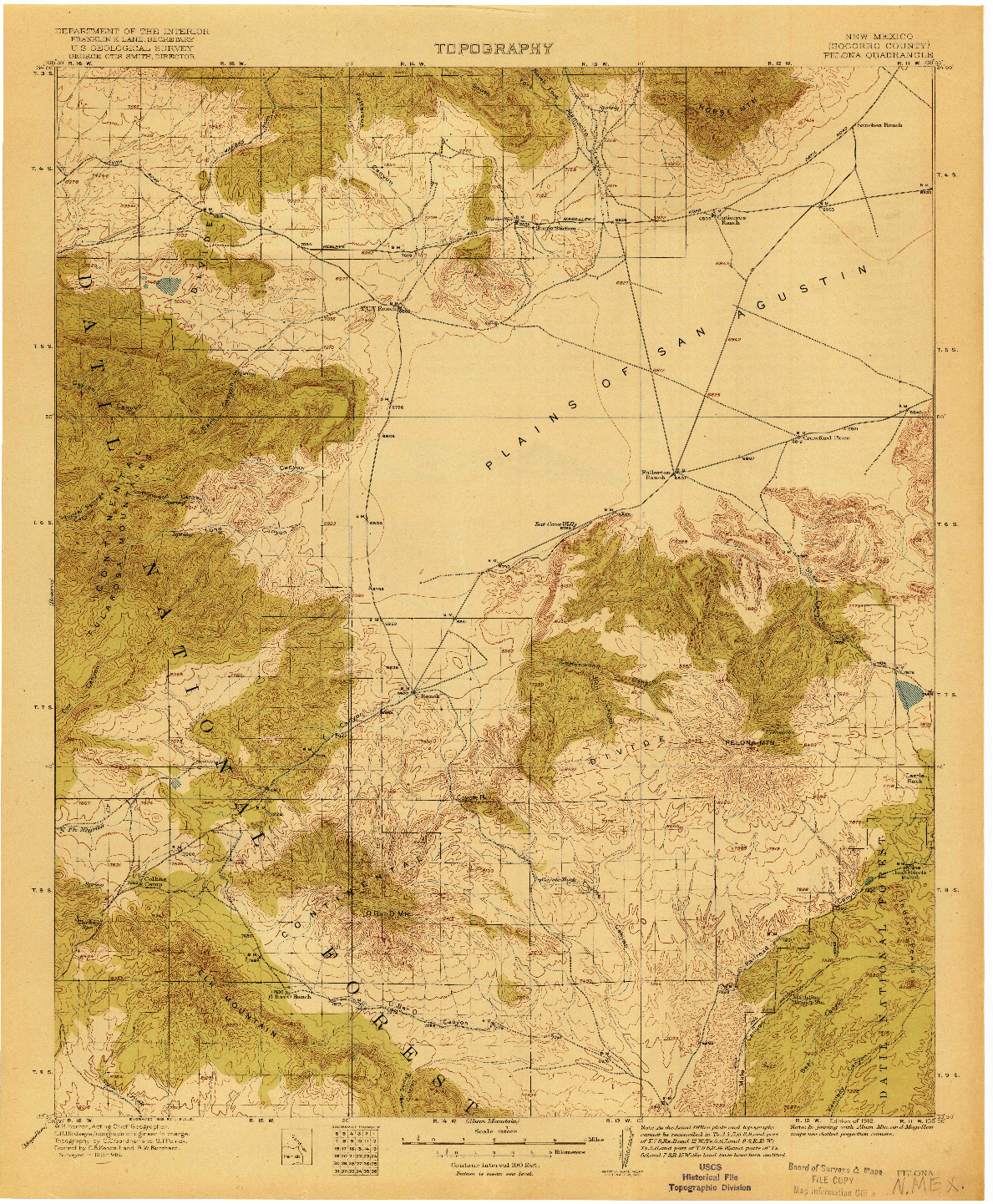 USGS 1:125000-SCALE QUADRANGLE FOR PELONA, NM 1918