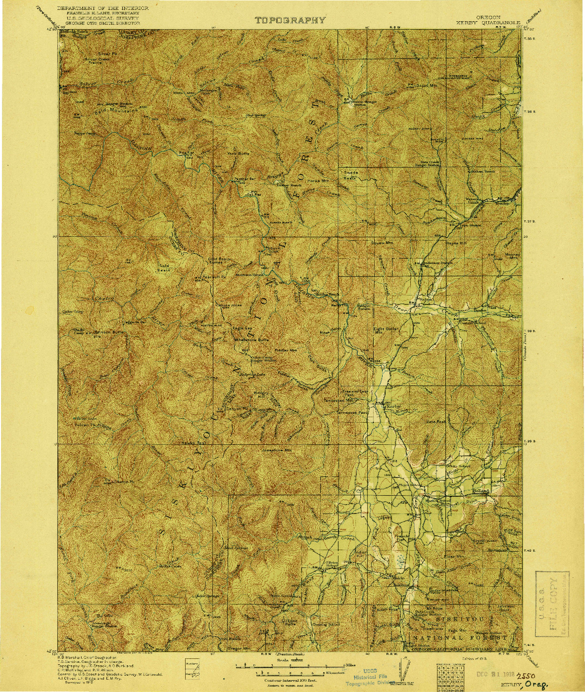 USGS 1:125000-SCALE QUADRANGLE FOR KERBY, OR 1918