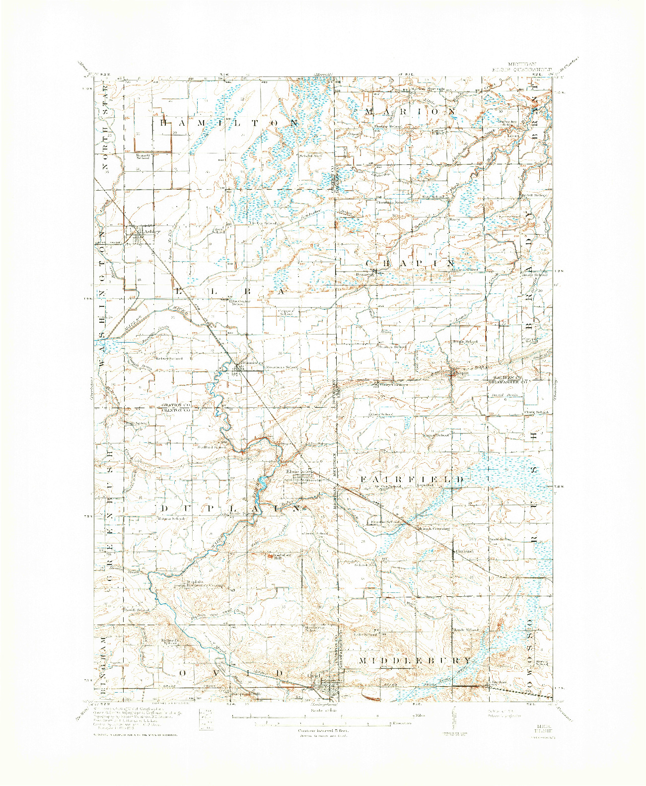 USGS 1:62500-SCALE QUADRANGLE FOR ELSIE, MI 1918