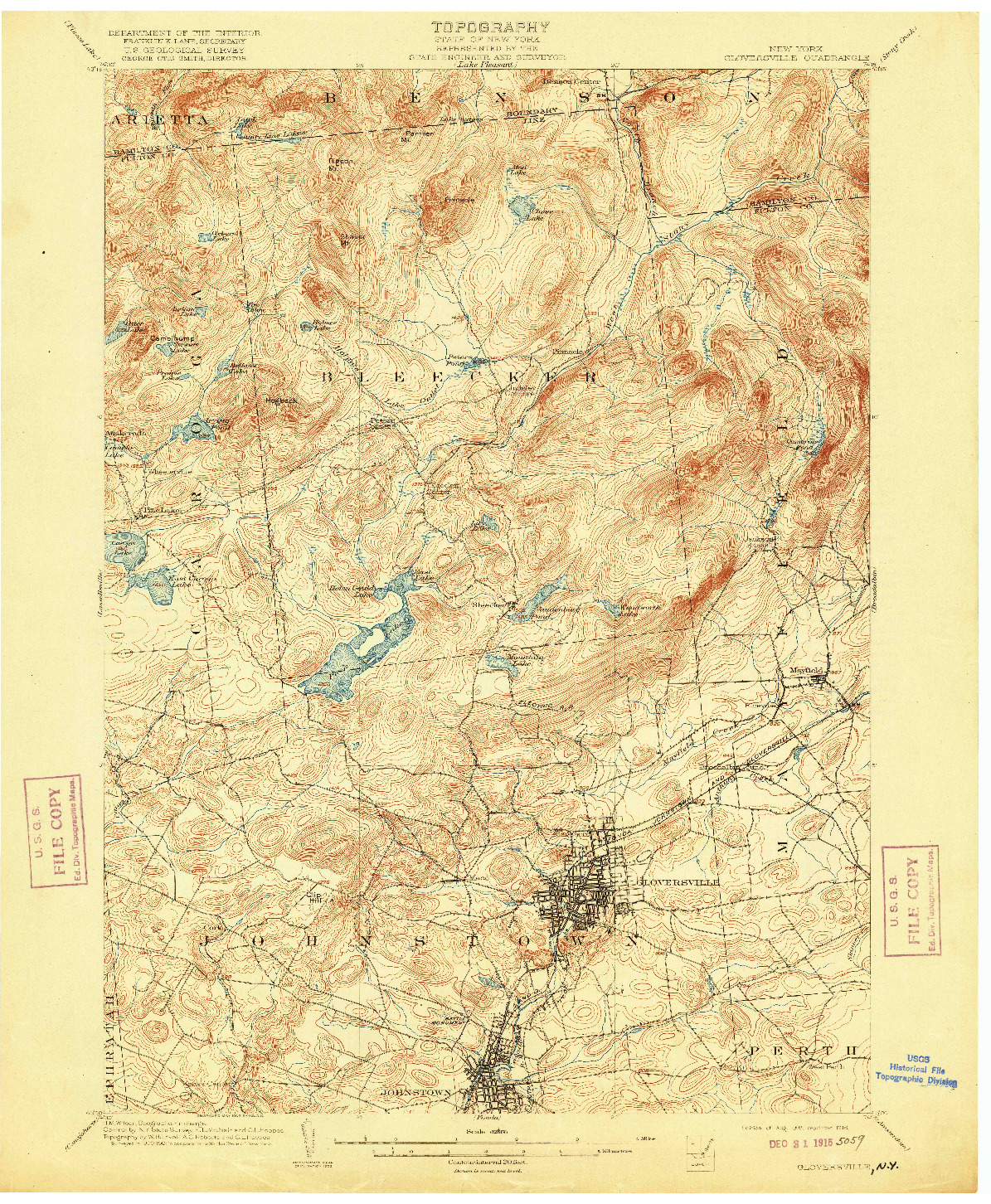 USGS 1:62500-SCALE QUADRANGLE FOR GLOVERSVILLE, NY 1903