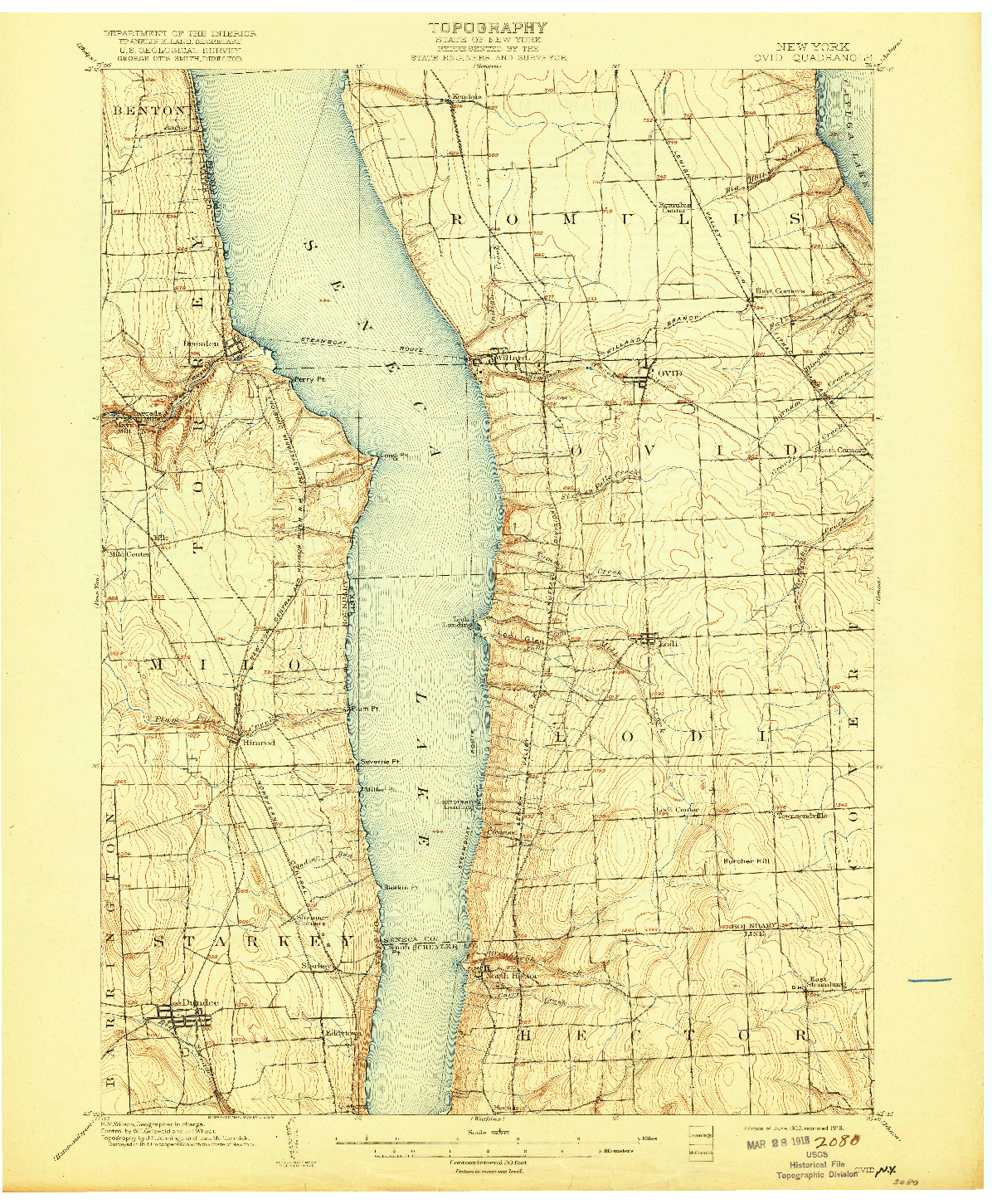 USGS 1:62500-SCALE QUADRANGLE FOR OVID, NY 1902