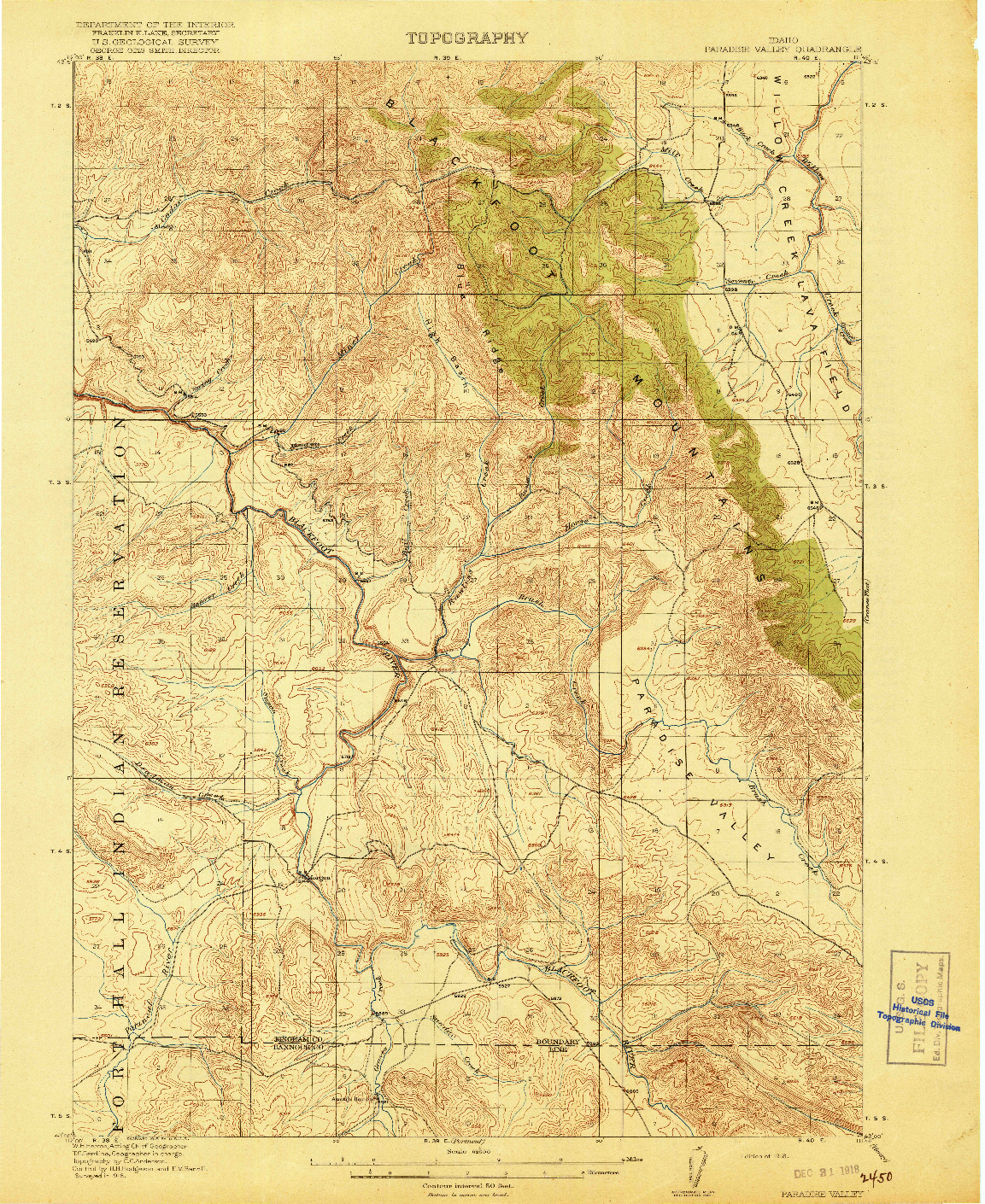 USGS 1:62500-SCALE QUADRANGLE FOR PARADISE VALLEY, ID 1918
