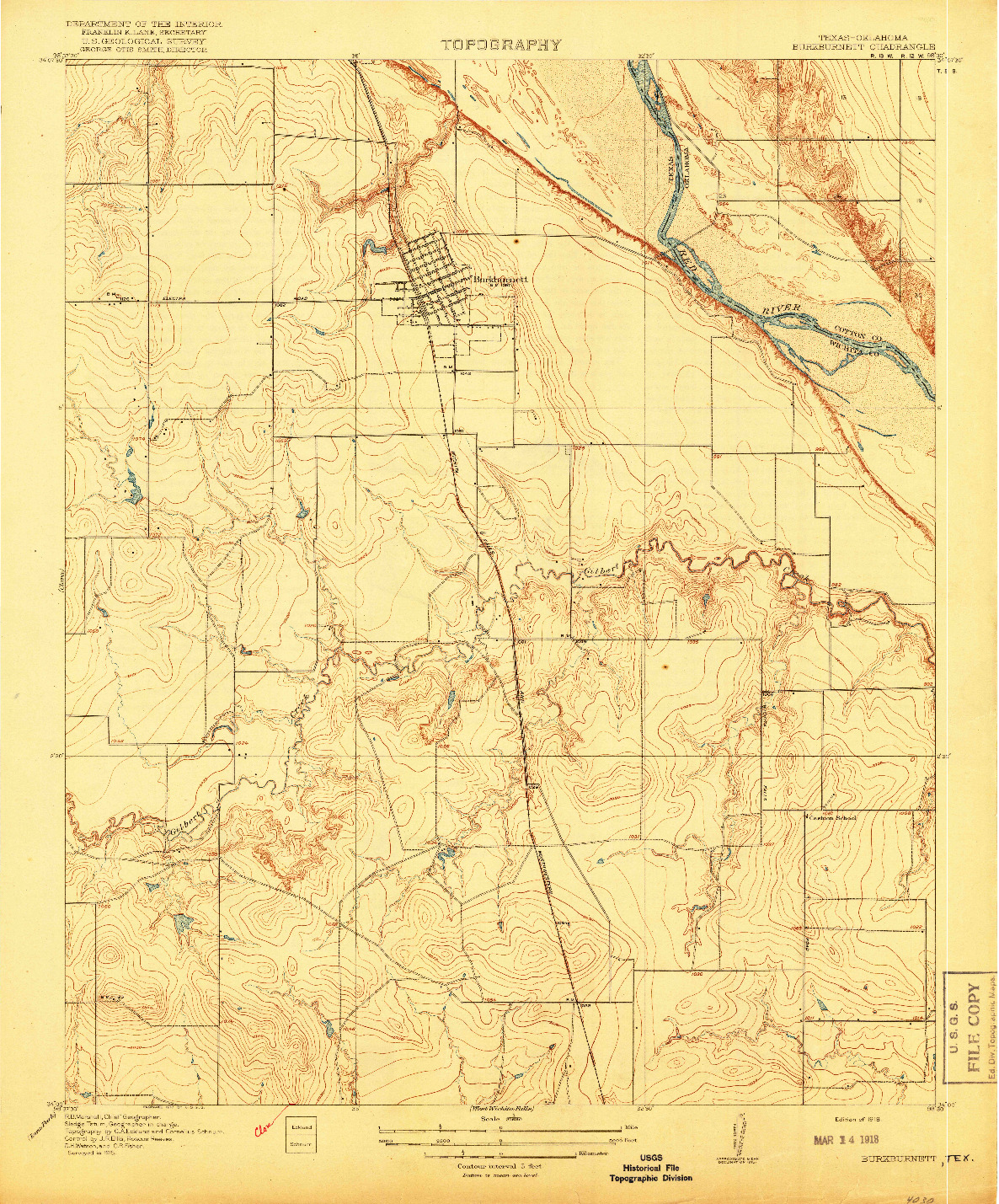 USGS 1:31680-SCALE QUADRANGLE FOR BUCKBURNETT, TX 1918