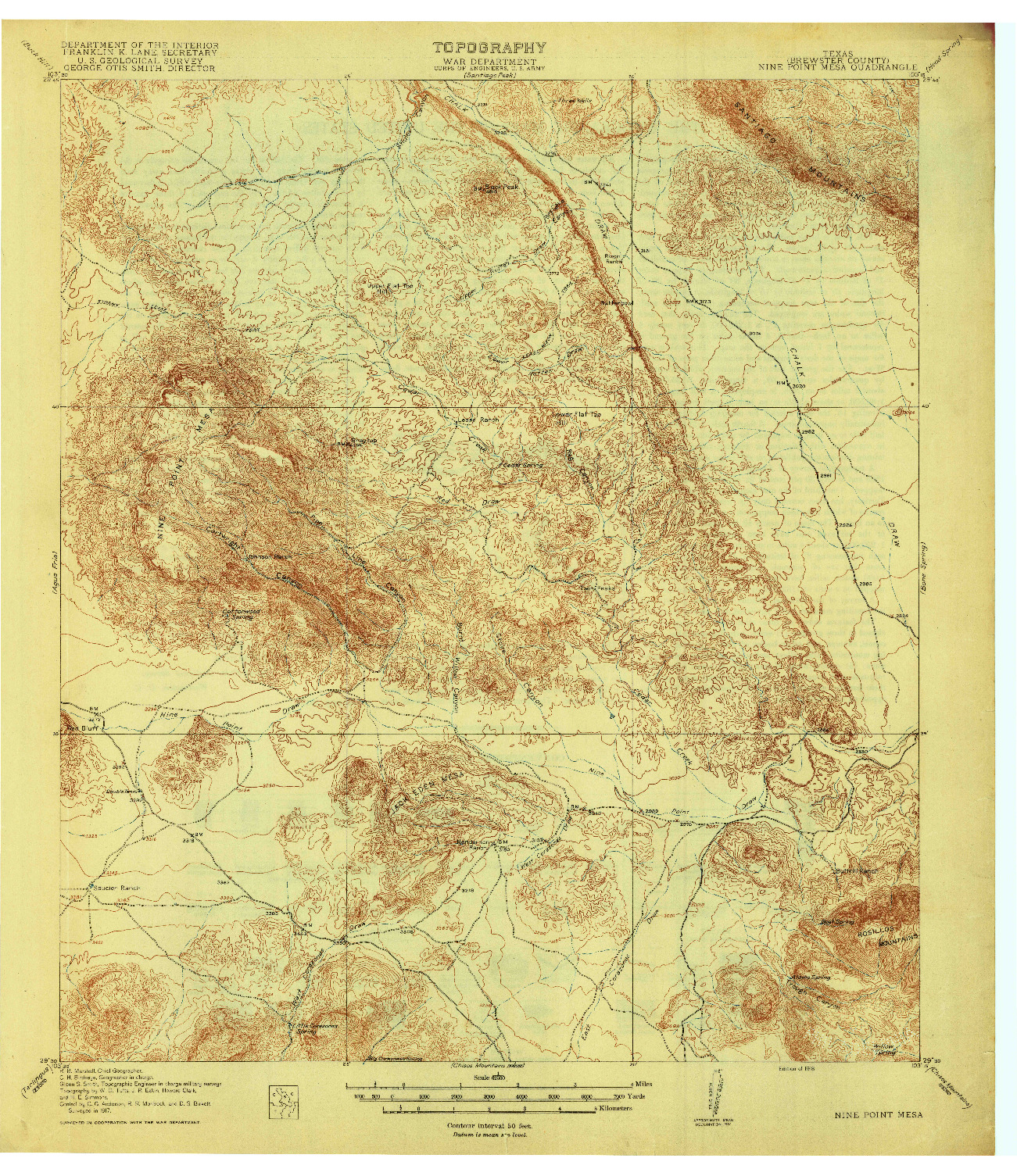 USGS 1:62500-SCALE QUADRANGLE FOR NINE POINT MESA, TX 1918