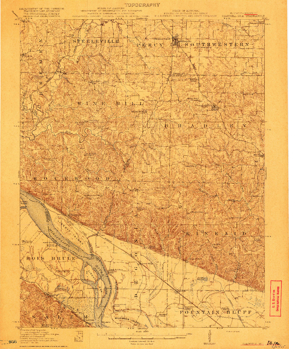 USGS 1:62500-SCALE QUADRANGLE FOR CAMPBELL, IL 1918