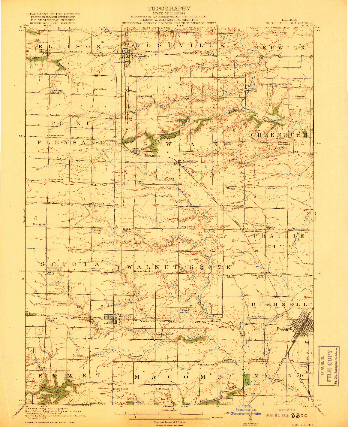 USGS 1:62500-SCALE QUADRANGLE FOR GOOD HOPE, IL 1918