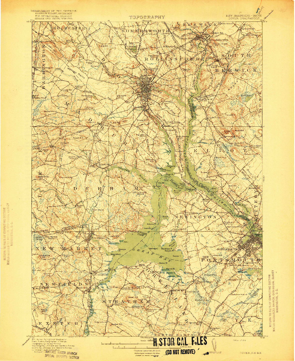 USGS 1:62500-SCALE QUADRANGLE FOR DOVER, NH 1918