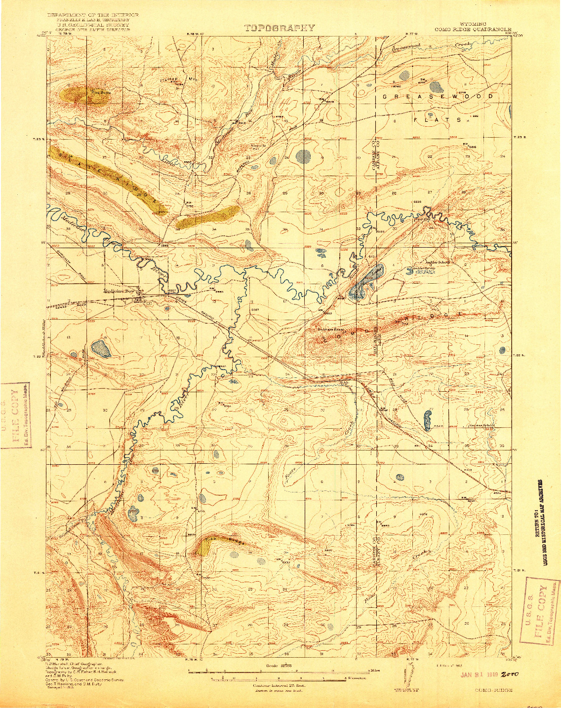 USGS 1:62500-SCALE QUADRANGLE FOR COMO RIDGE, WY 1918
