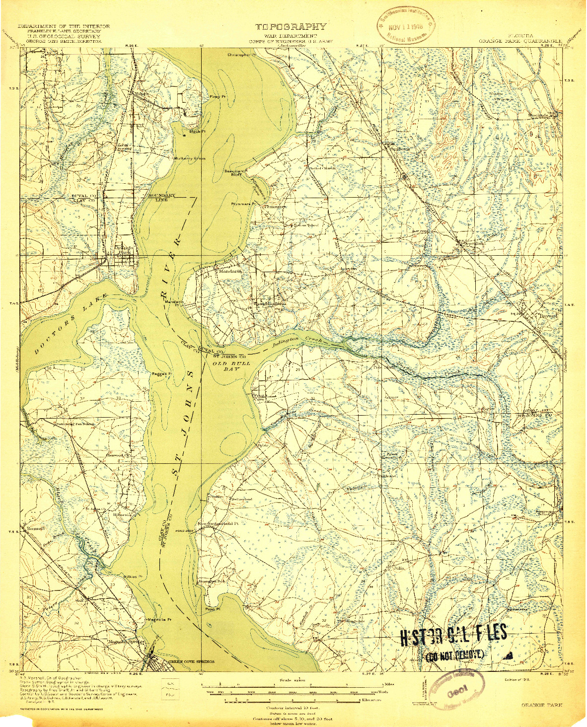 USGS 1:62500-SCALE QUADRANGLE FOR ORANGE PARK, FL 1918