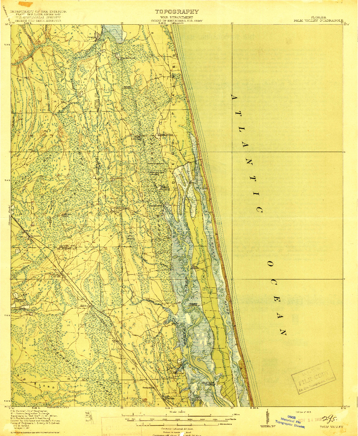 USGS 1:62500-SCALE QUADRANGLE FOR PALM VALLEY, FL 1918